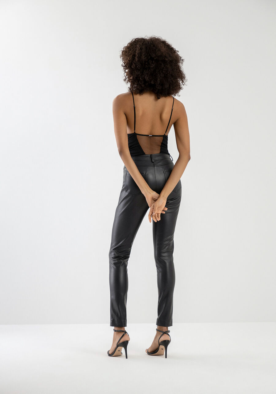 Calça Skinny em PU com Cintura Alta, . Calça Skinny em PU com Cintura Alta, , large.