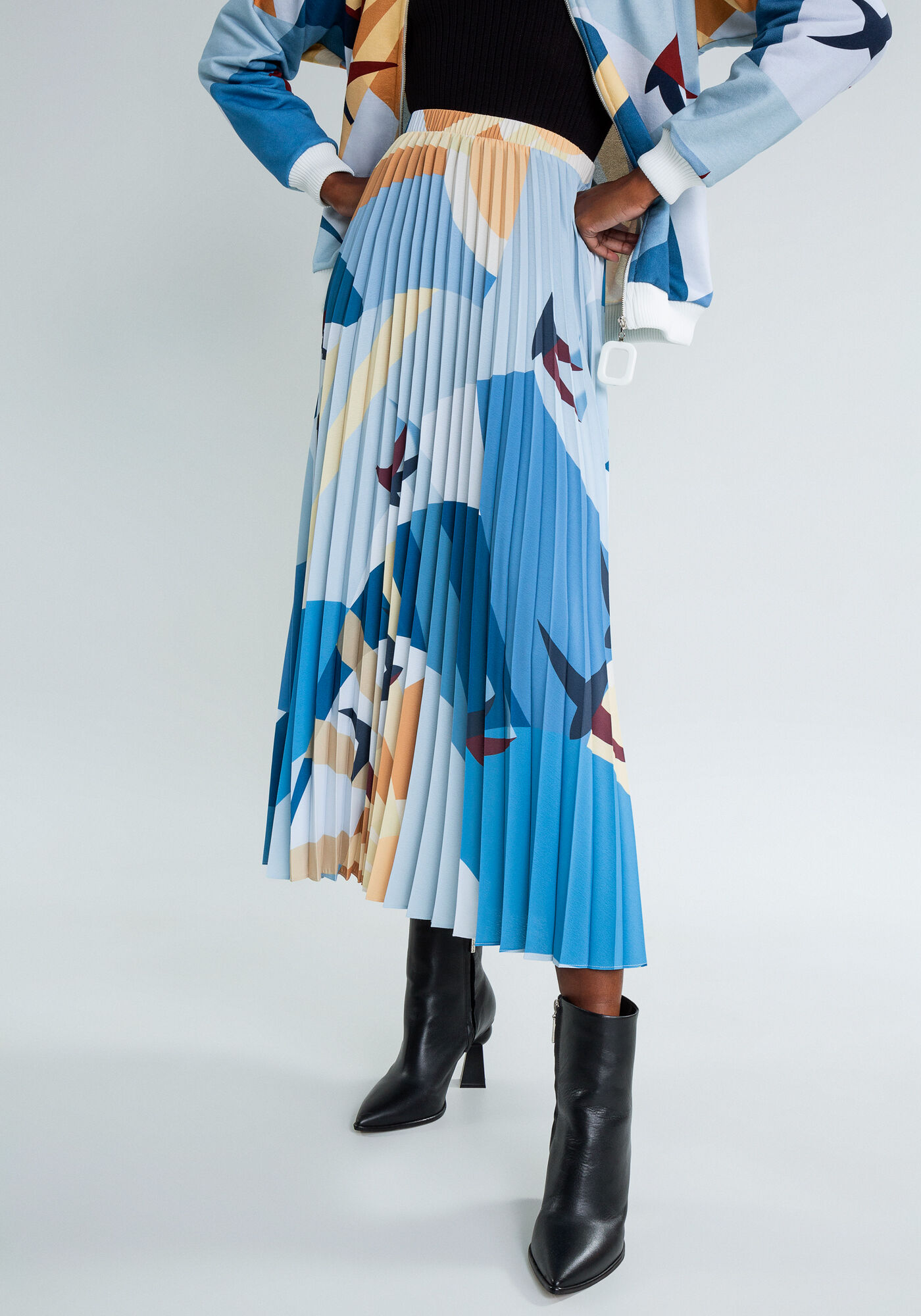 Saia M&iacute;di Plissada Estampa, MIGRACAO, large.