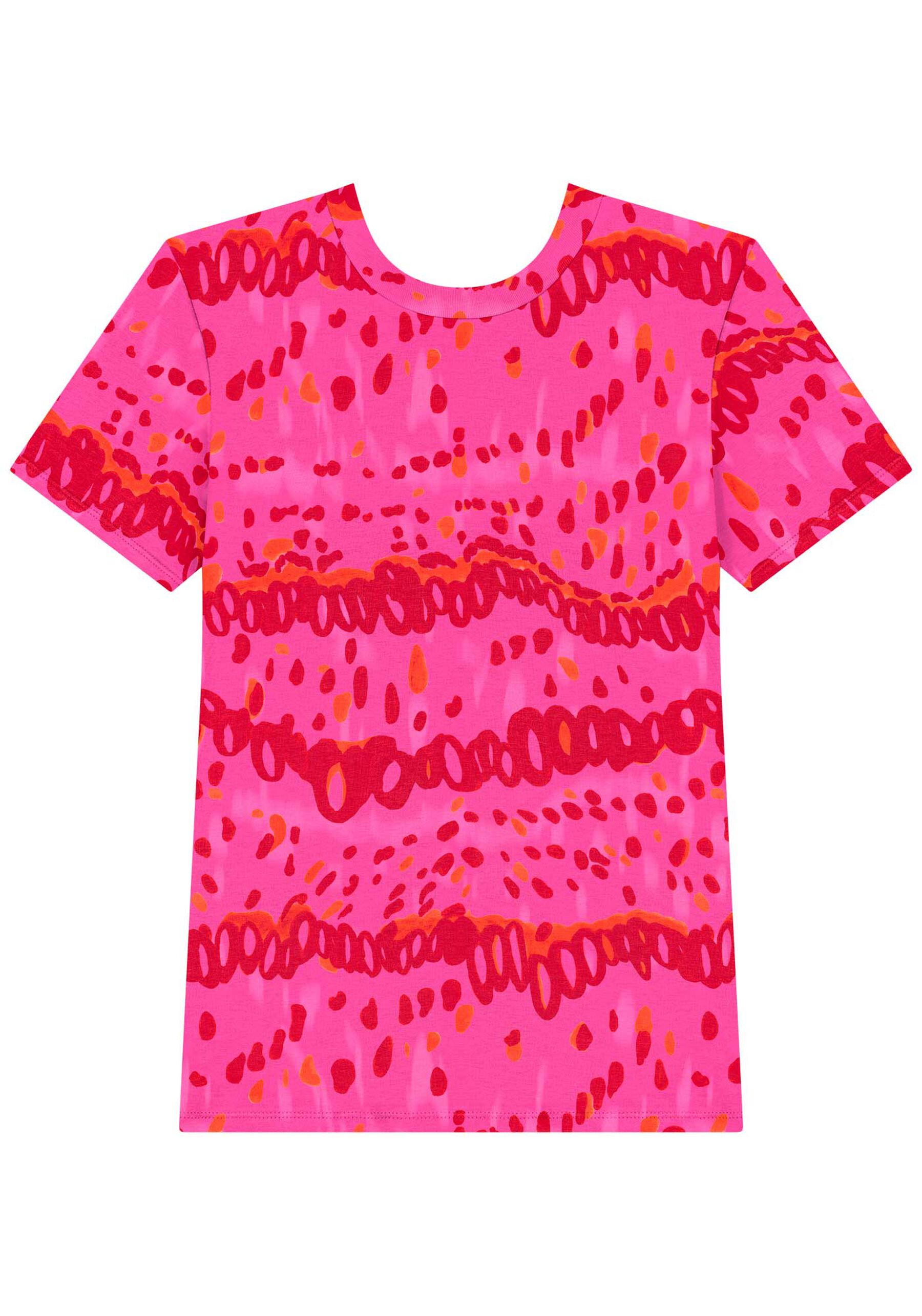 Blusa De Mangas Curtas Estampada Em Malha Com Elastano, . Blusa De Mangas Curtas Estampada Em Malha Com Elastano, , large.