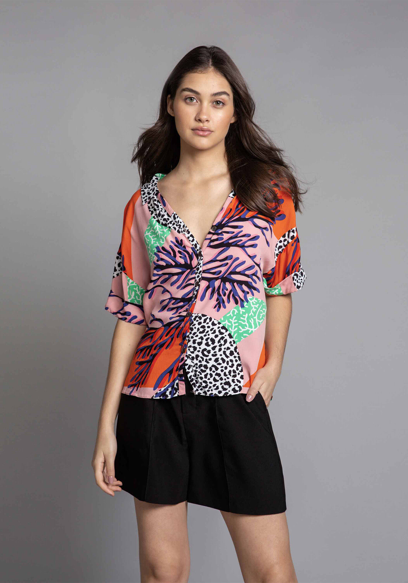 Camisa Manga Curta Estampa, , large.