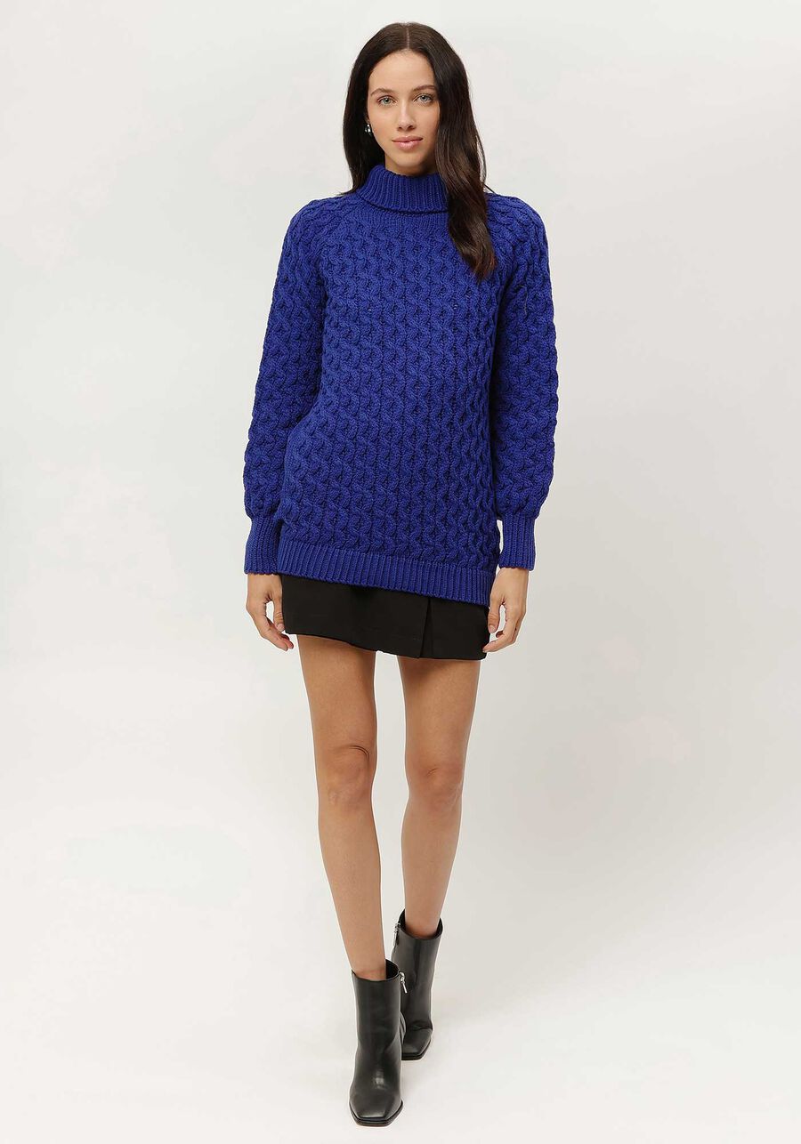 Blusão Amplo em Tricô Texturizado com Gola Alta, . Blusão Amplo em Tricô Texturizado com Gola Alta, , large.