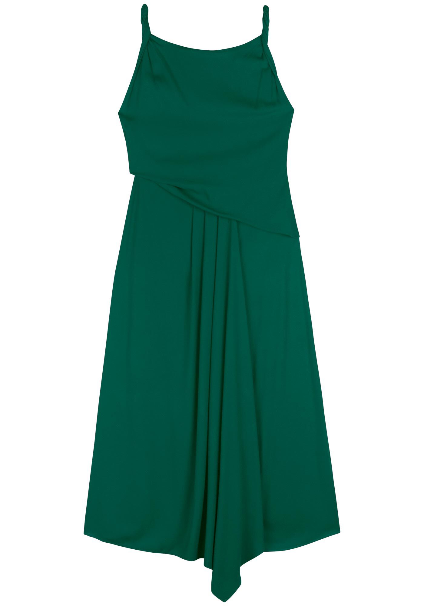 Vestido Midi Em Crepe De Alfaiataria Com Al&ccedil;as Torcidas, VERDE CERES, large.