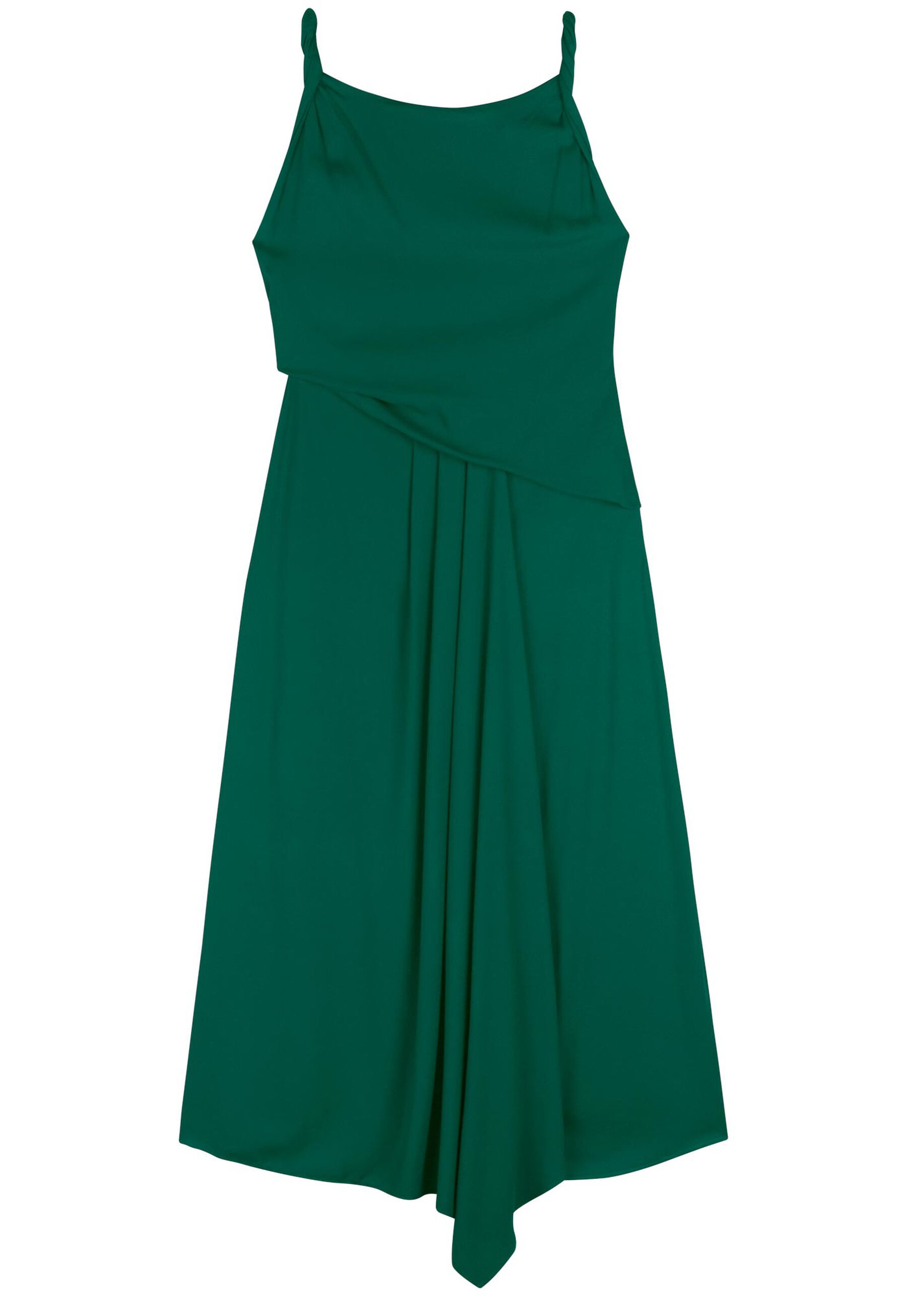 Vestido Midi Em Crepe De Alfaiataria Com Alças Torcidas, VERDE CERES. Vestido Midi Em Crepe De Alfaiataria Com Alças Torcidas, VERDE CERES, large.