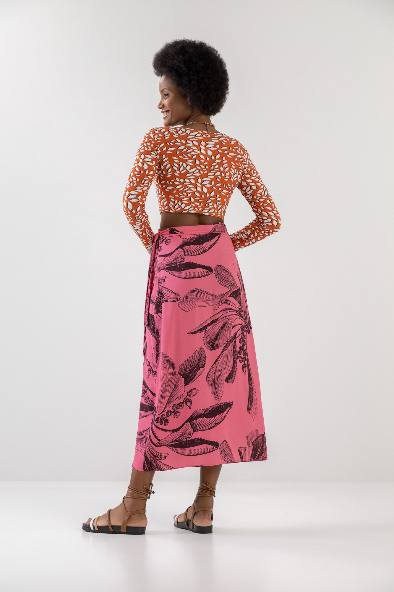 Cardigan Cropped Canelado Estampado com Top, , large.