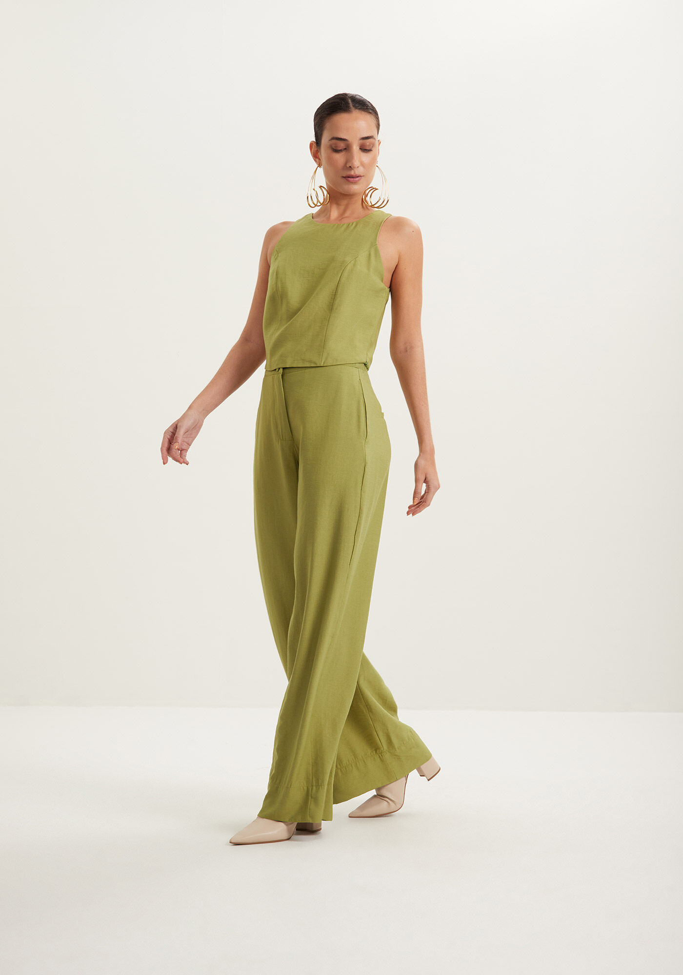 Cal&ccedil;a Reta Em Alfaiataria Com Cintura M&eacute;dia E Bot&otilde;es, , large.