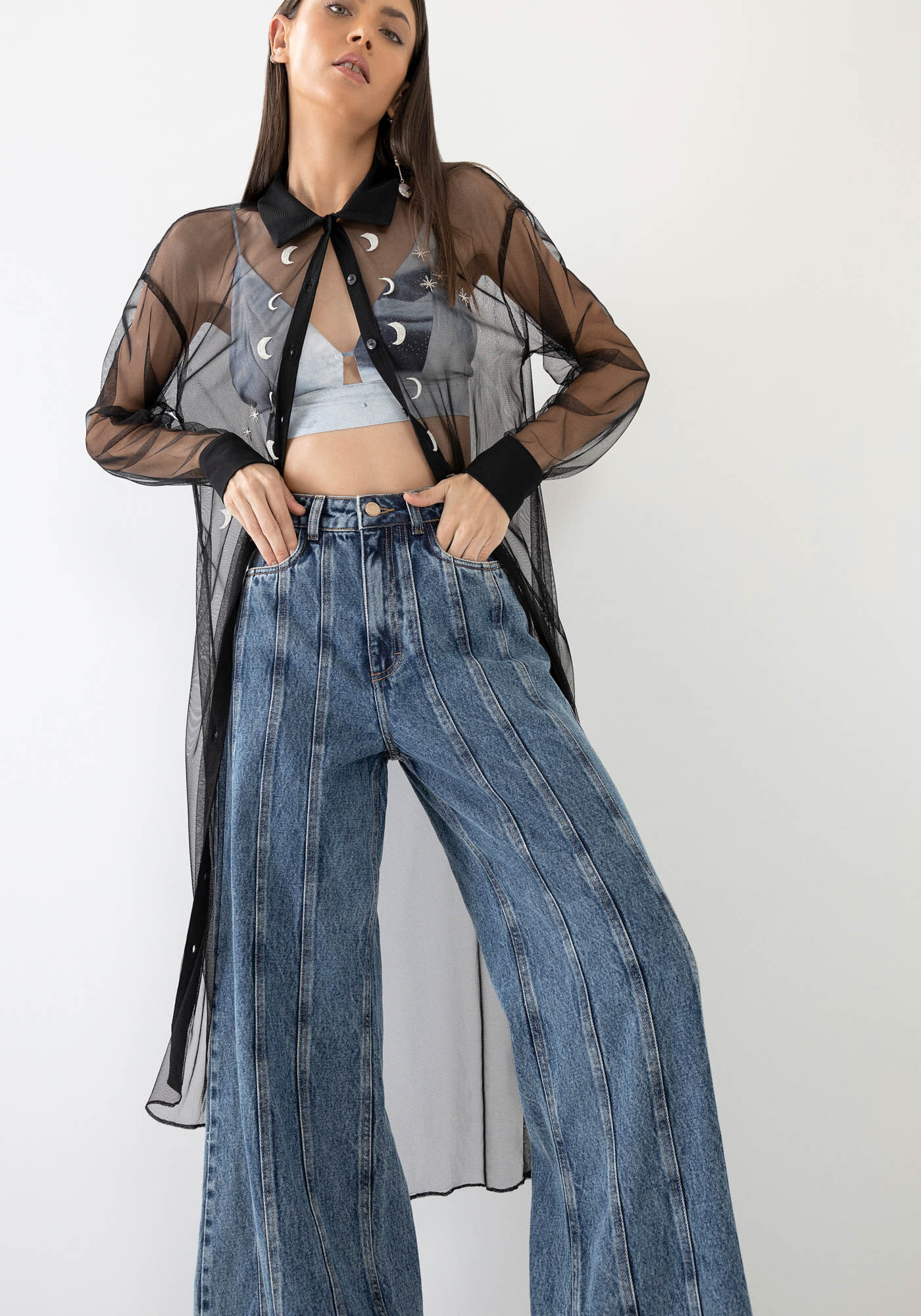 Calça jeans hot sale com kimono
