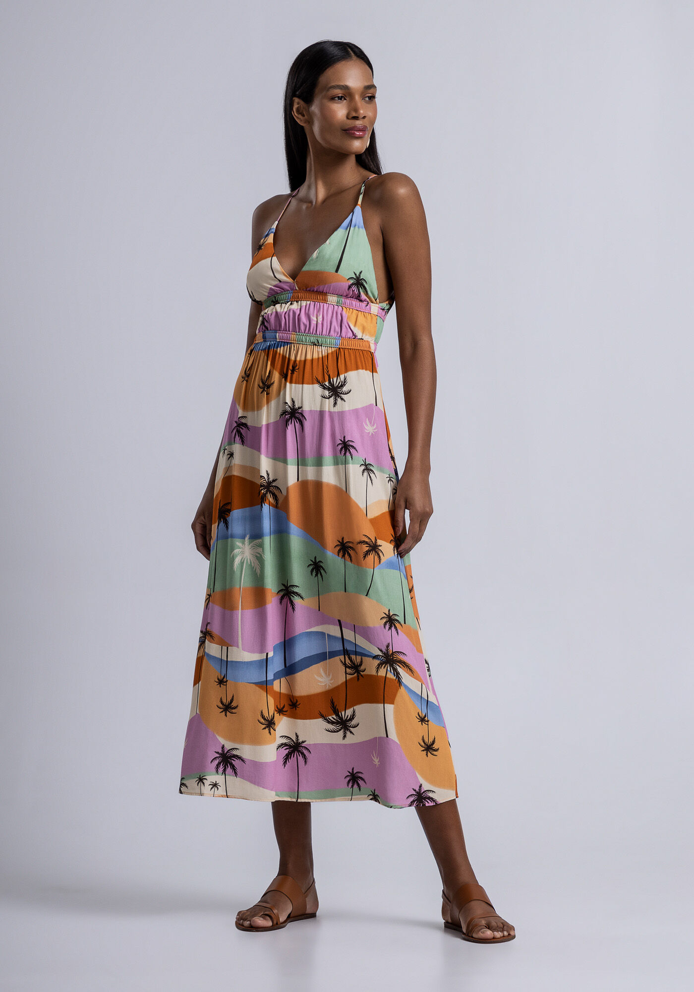 Vestido de viscose com elastico na cintura online