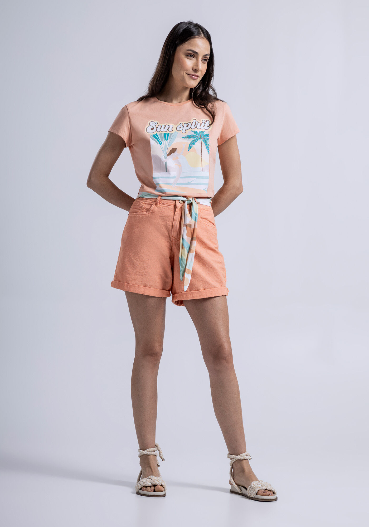 T-shirt em Malha com Estampa Sun Spirit, , large.