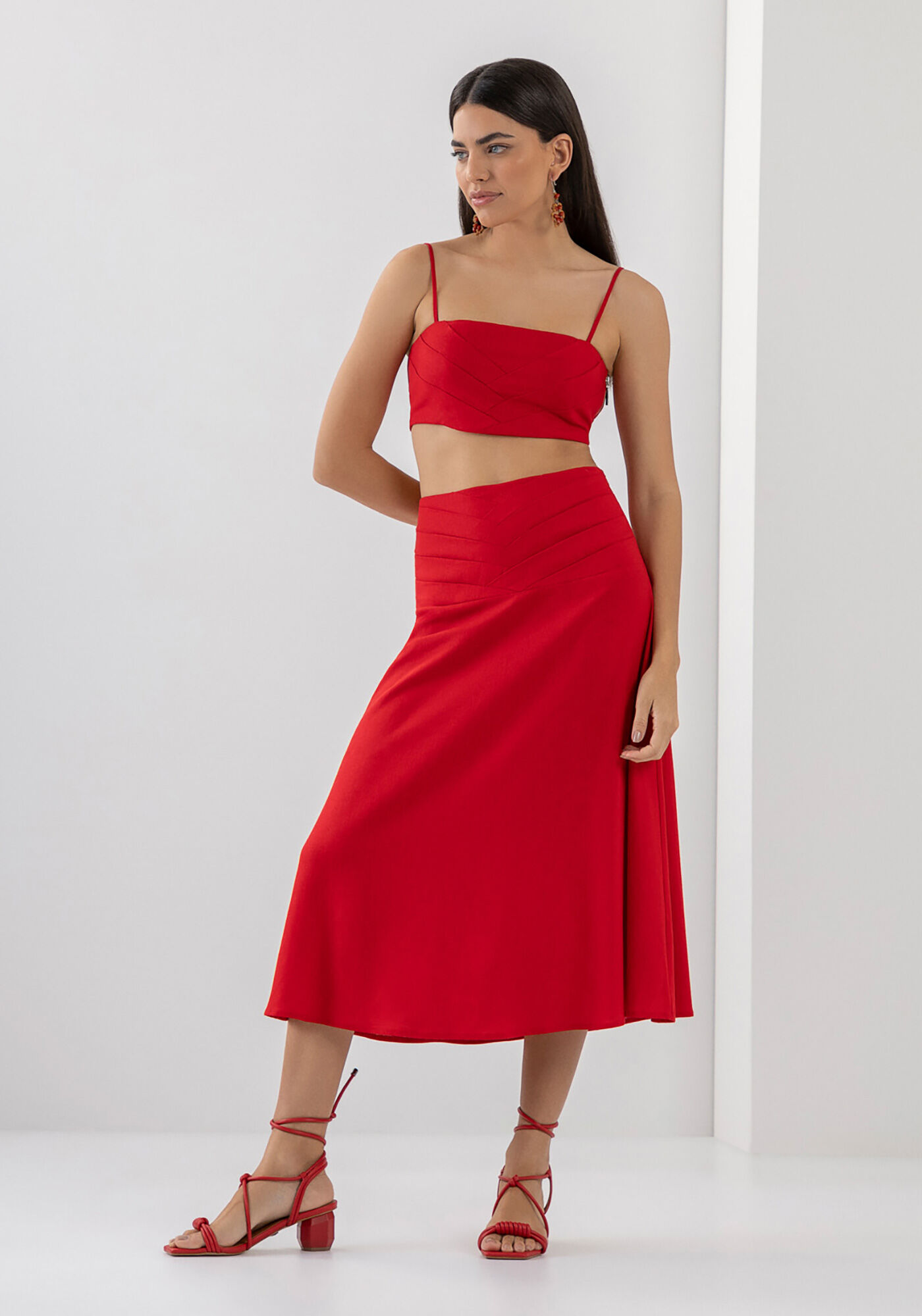 Blusa Cropped em Linho com Pregas, , large.