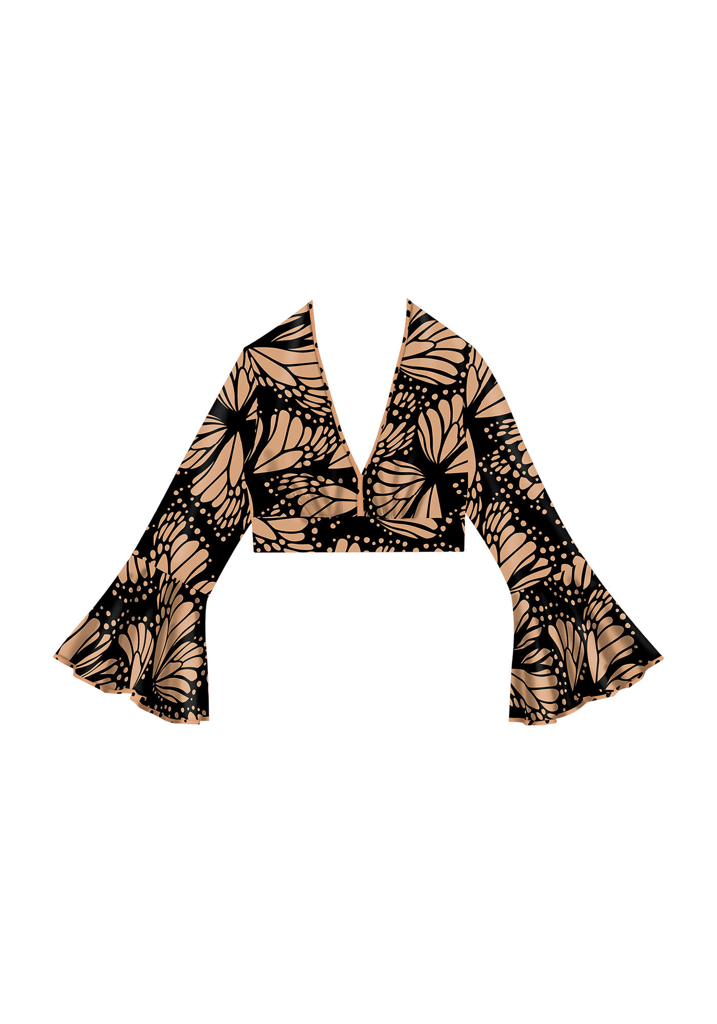 Blusa Estampada com M&aacute;xi Babado Manga, , large.