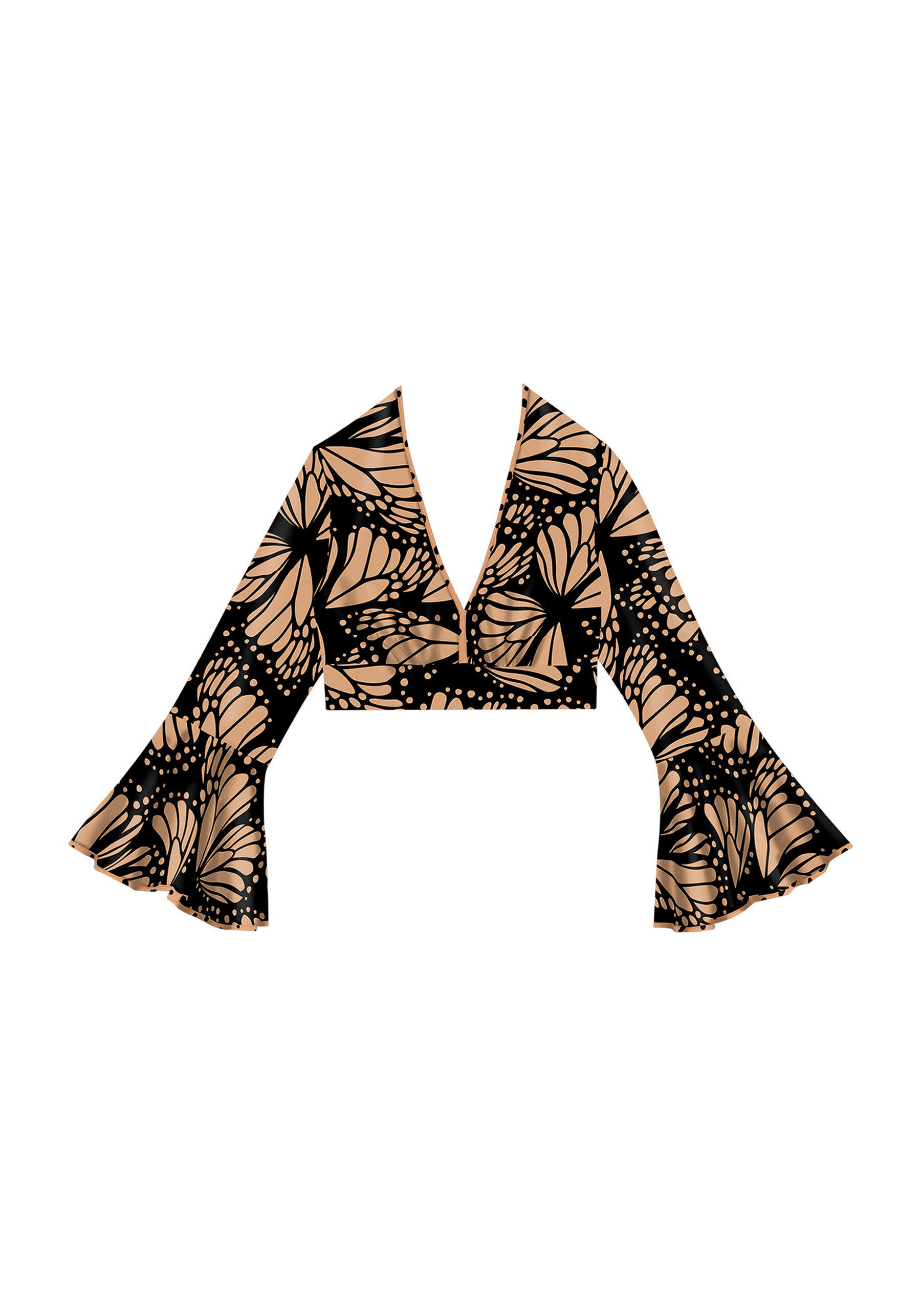 Blusa Estampada com Máxi Babado Manga, . Blusa Estampada com Máxi Babado Manga, , large.