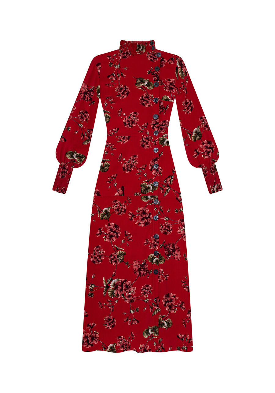 Vestido Mídi Gola Alta Estampa, . Vestido Mídi Gola Alta Estampa, , large.