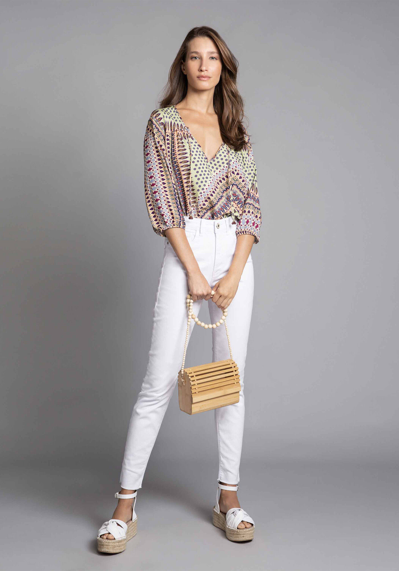 Blusa Manga 3/4 Estampa Acacia, , large.