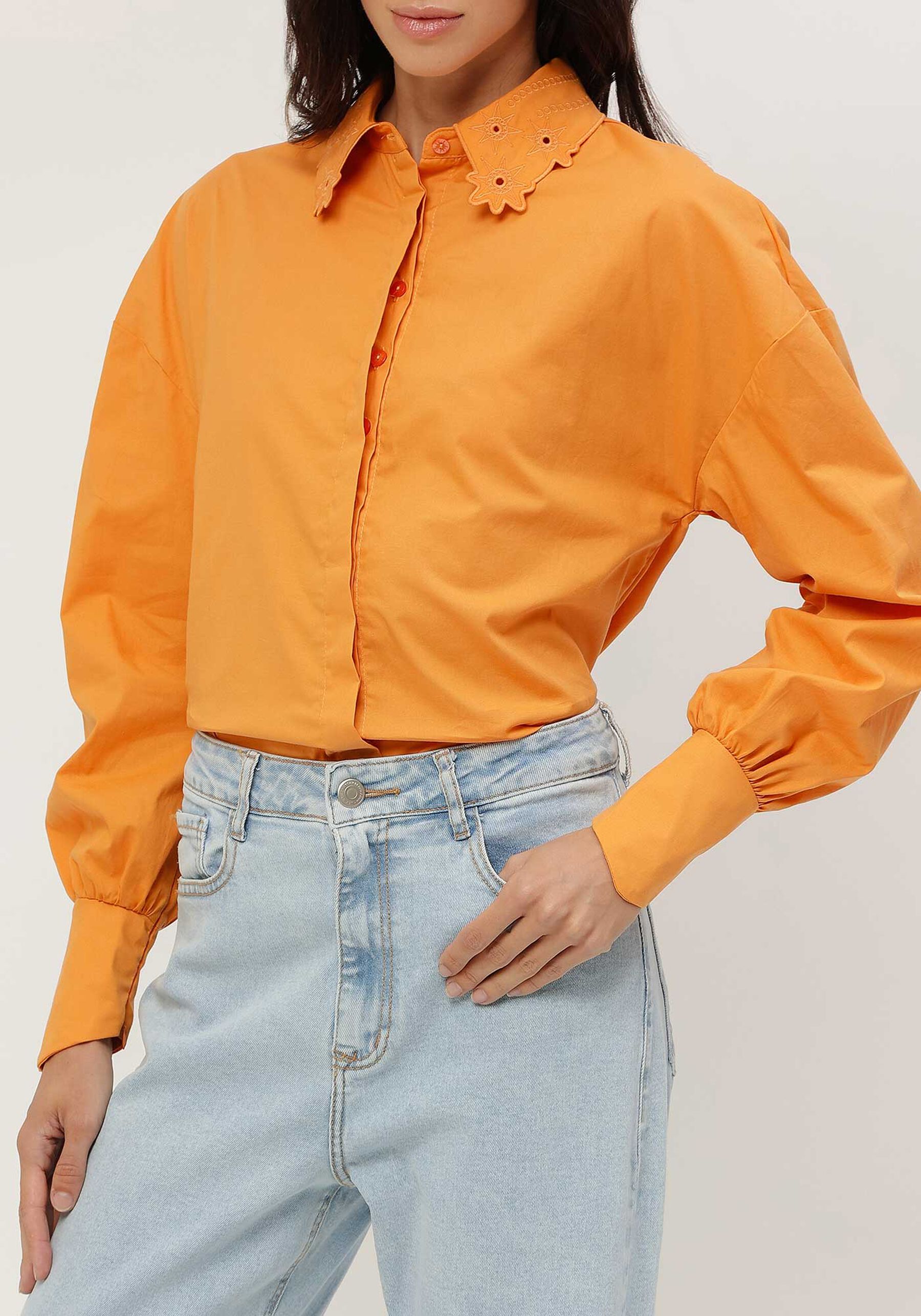 Camisa Manga Longa com Flores Gola, . Camisa Manga Longa com Flores Gola, , large.