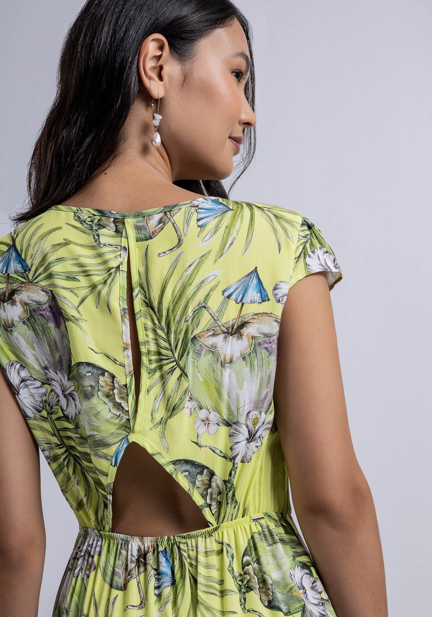 Vestido estampado clearance com manga curta