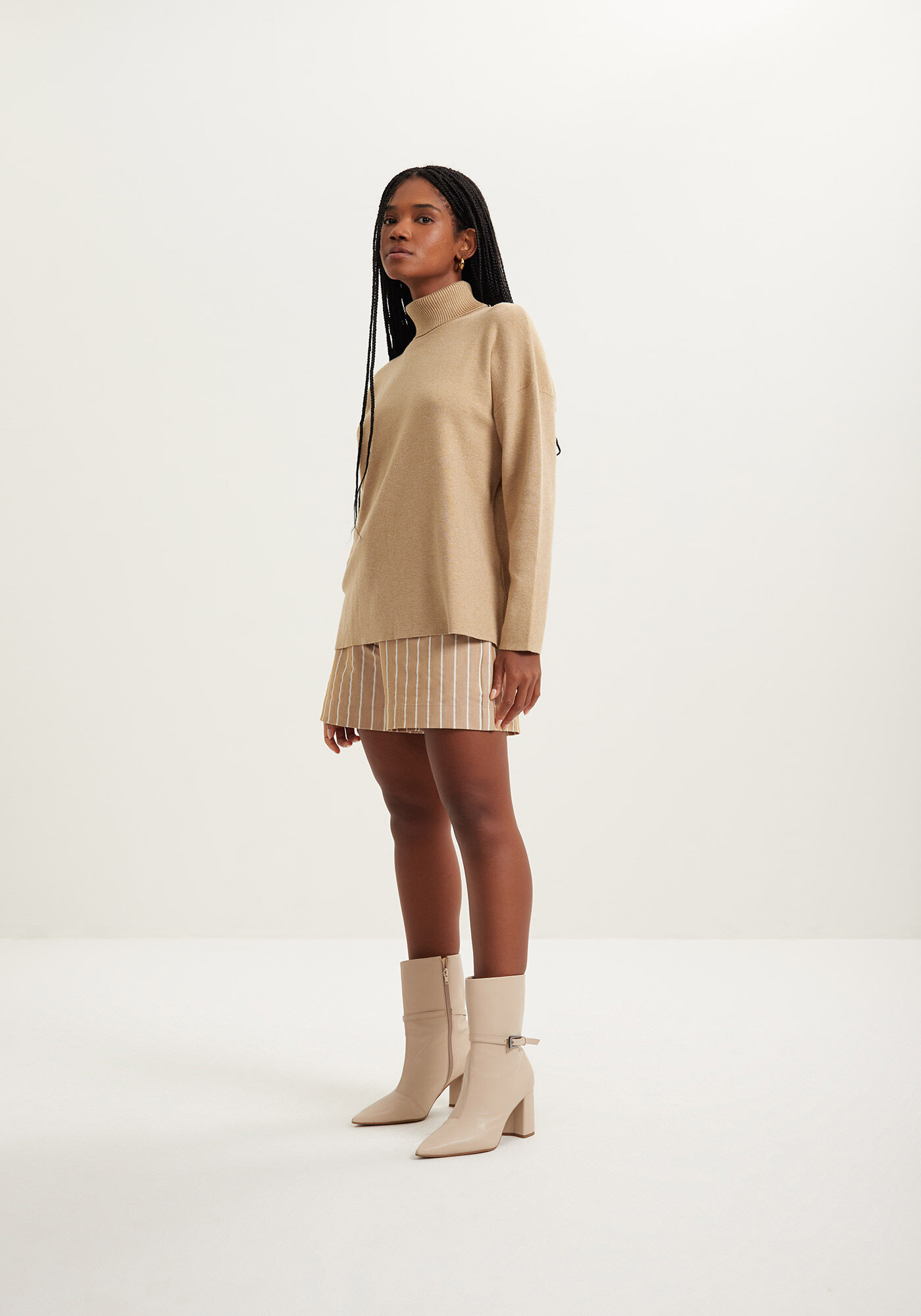 Blus&atilde;o B&aacute;sico De Mangas Longas Em Malha De Tric&ocirc;, BEGE CENTURY, large.