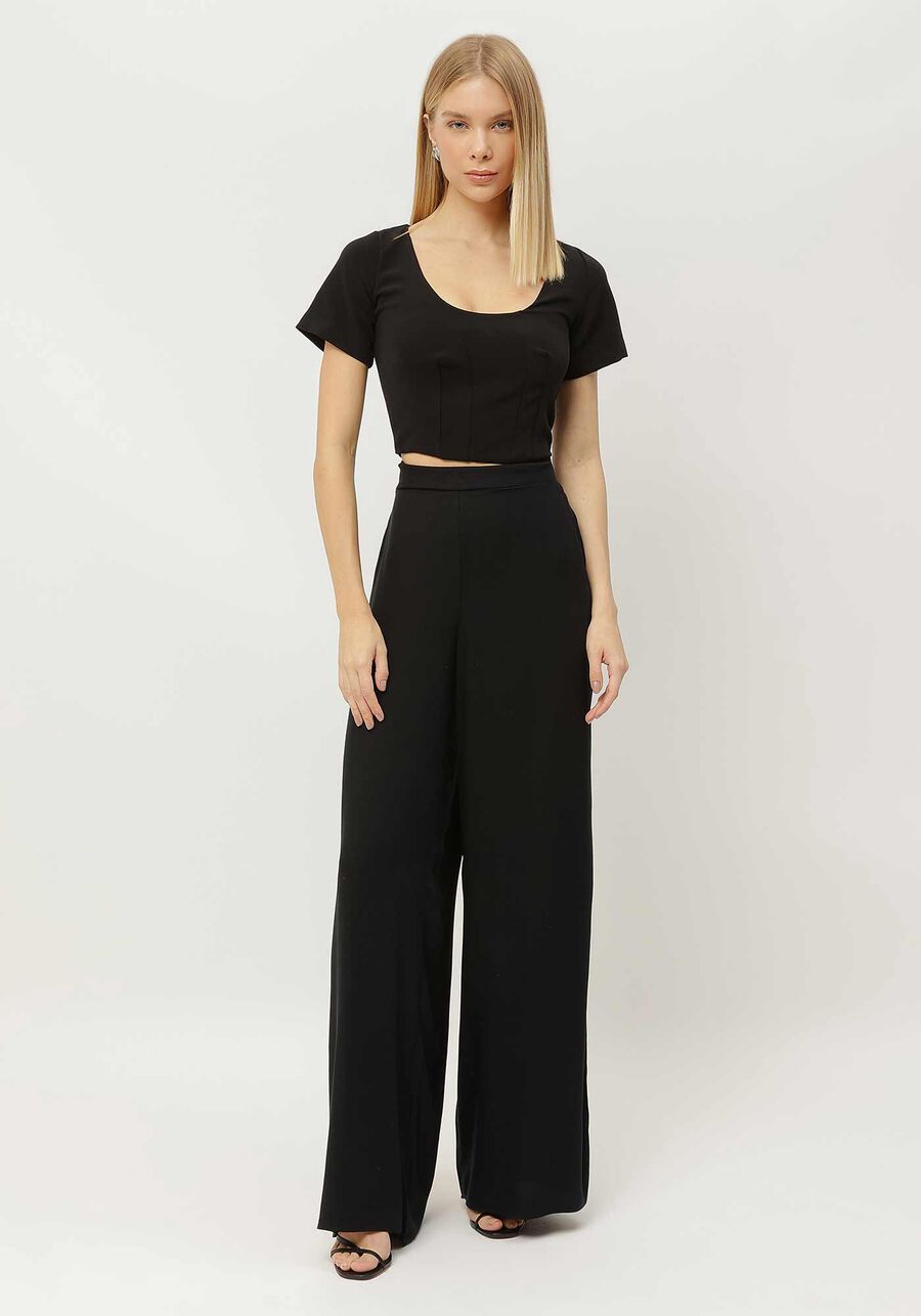 Blusa Cropped em Tecido Plano com Manga Curta, . Blusa Cropped em Tecido Plano com Manga Curta, , large.