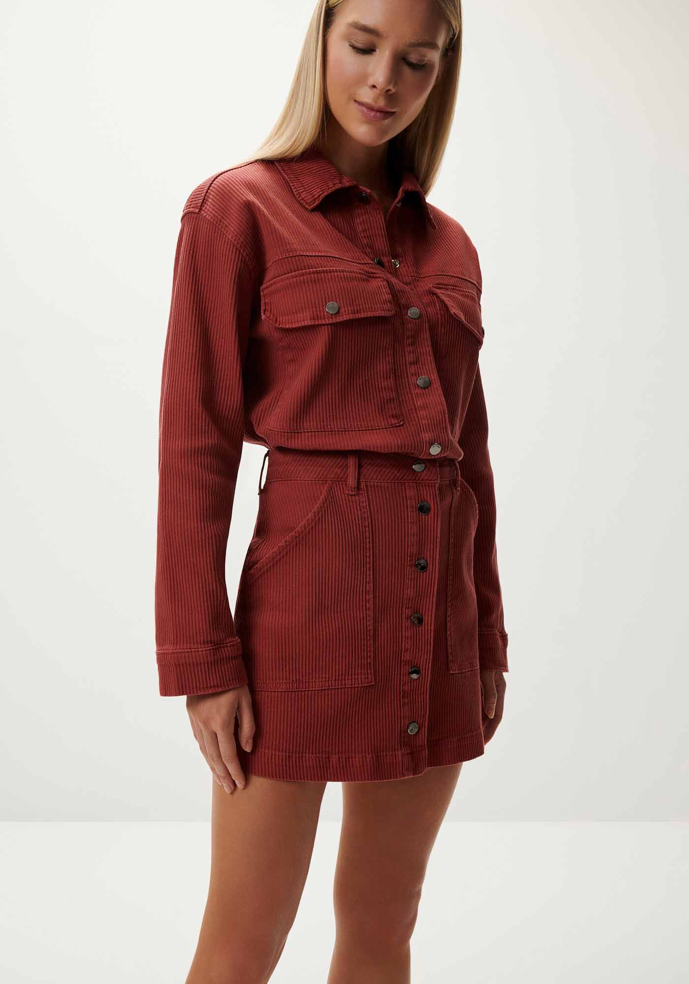 Saia Cotel&ecirc; Curta Cintura Alta com Bot&otilde;es, , large.