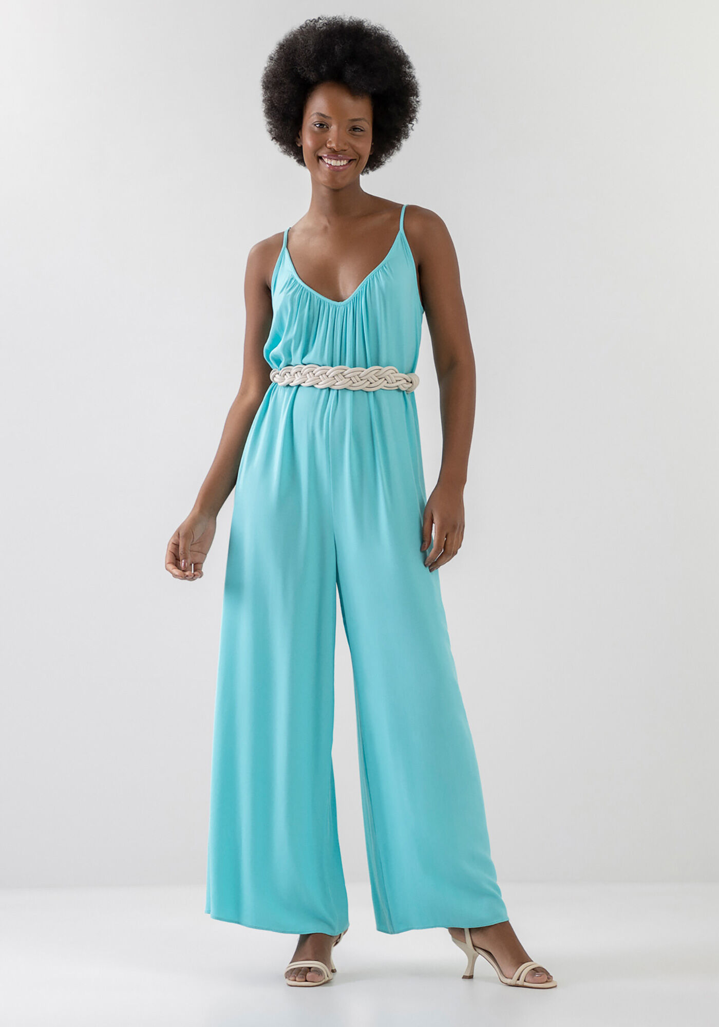 Macac&atilde;o Longo Amplo em Viscose com Cinto, , large.