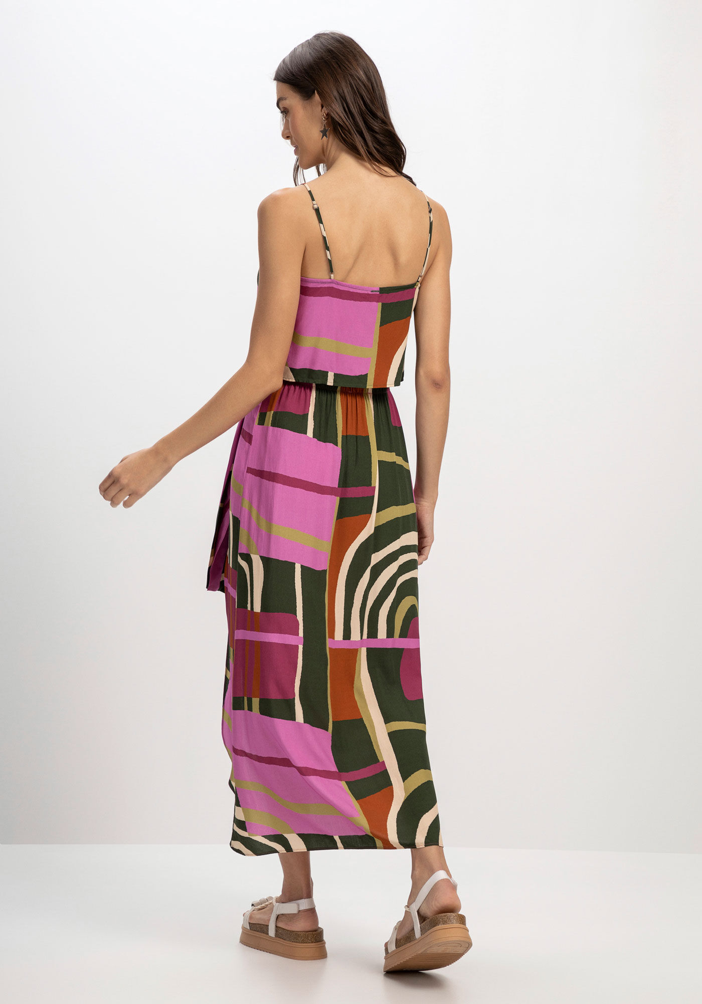 Blusa Cropped Estampada em Viscose Assim&eacute;trica, , large.