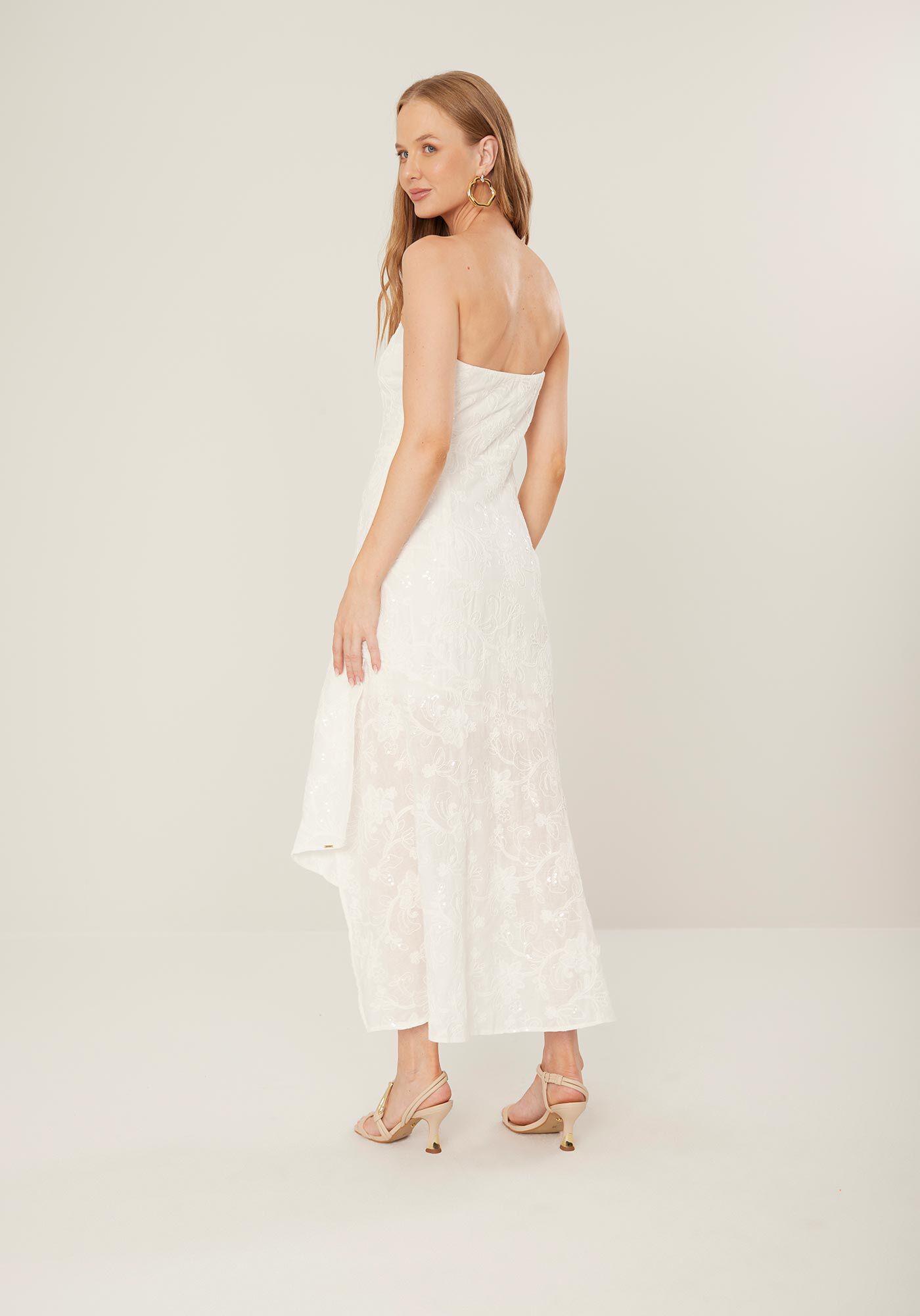 Vestido Midi Tomara que Caia com Bordado Paet&ecirc;s, , large.