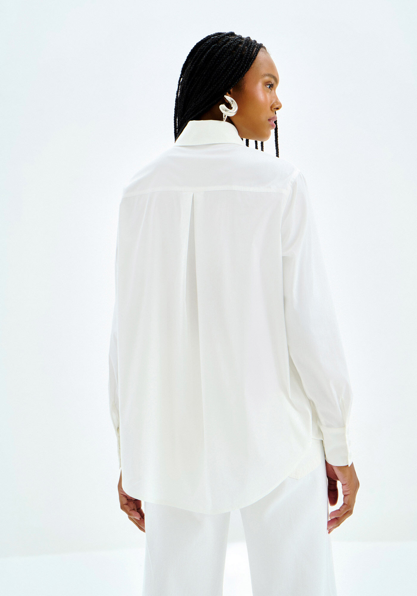 Camisa Manga Longa em Tricoline com Elastano, , large.