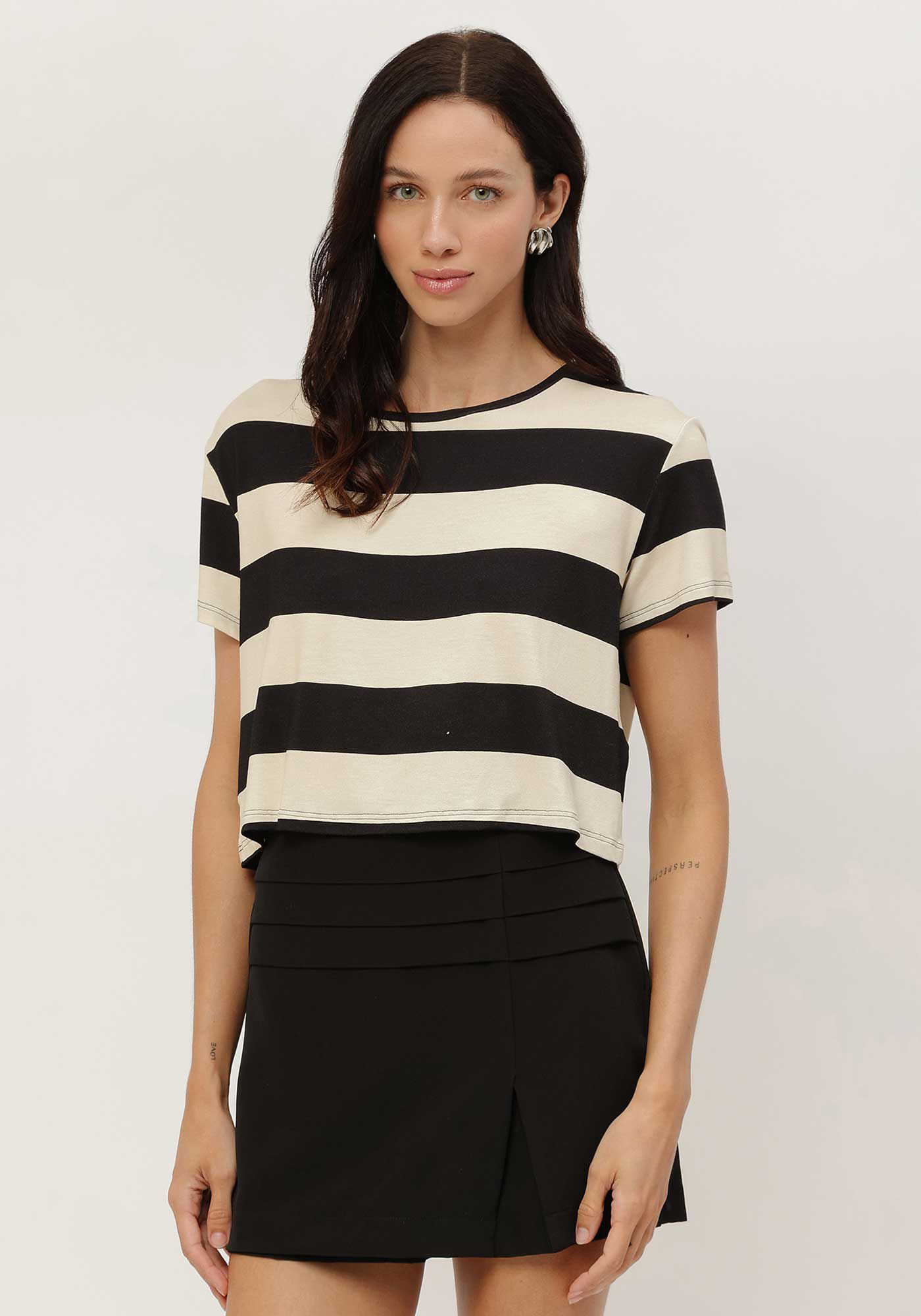 Blusa Estampada em Malha Viscose Cropped, , large.