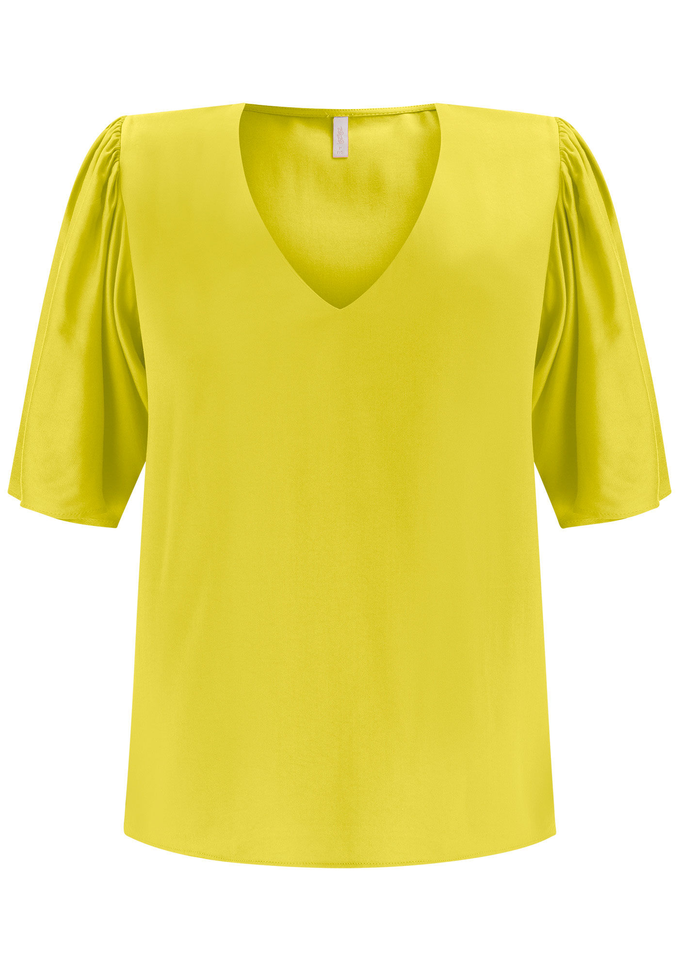 Blusa Manga Flare Ampla com Decote V, VERDE PING, large.