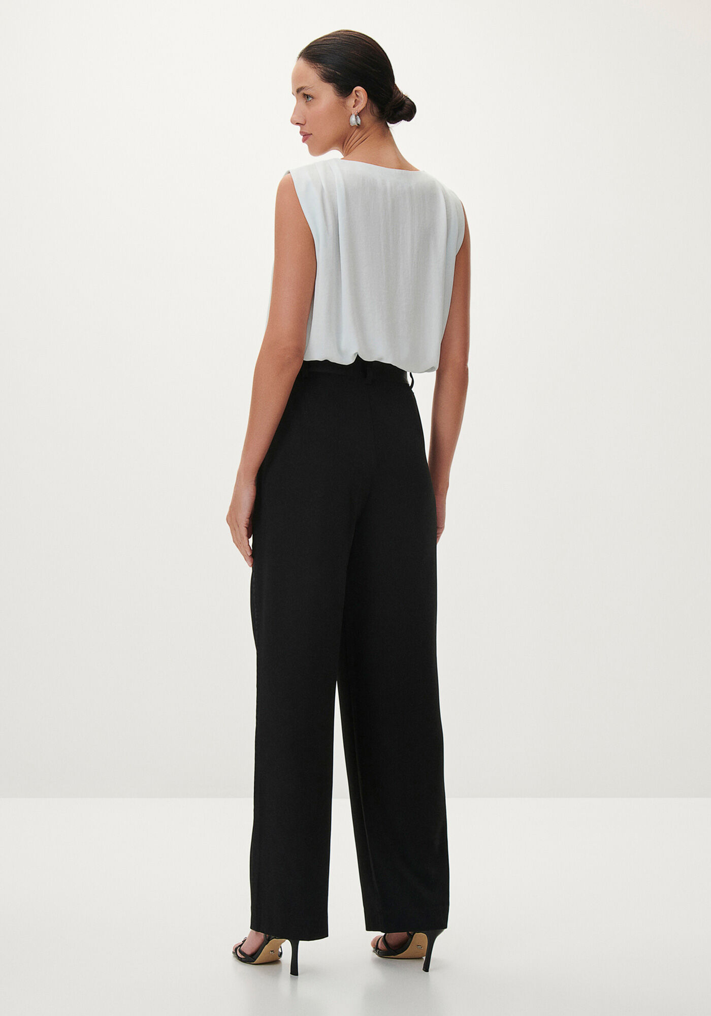 Cal&ccedil;a Reta Alfaiataria com Cintura M&eacute;dia, PRETO REATIVO, large.