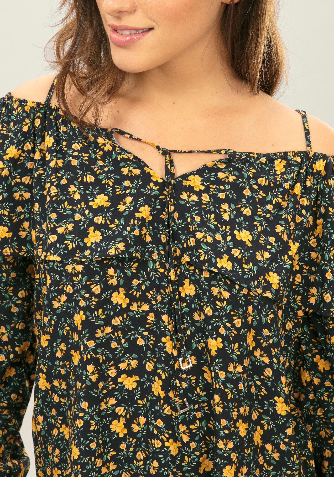 Blusa Manga Longa Estampada Tecido, , large.