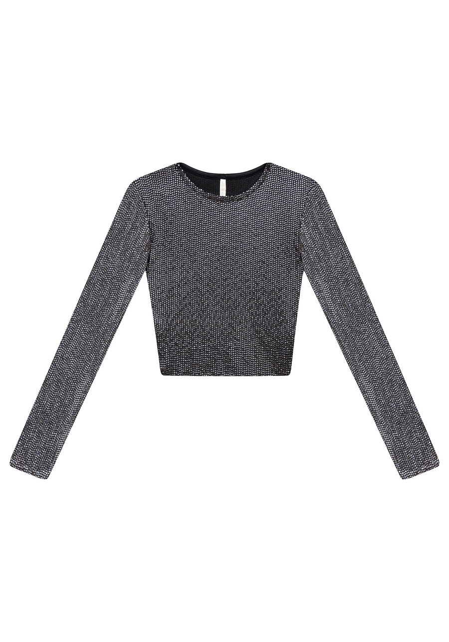Blusa Cropped Paetês Manga Longa, . Blusa Cropped Paetês Manga Longa, , large.