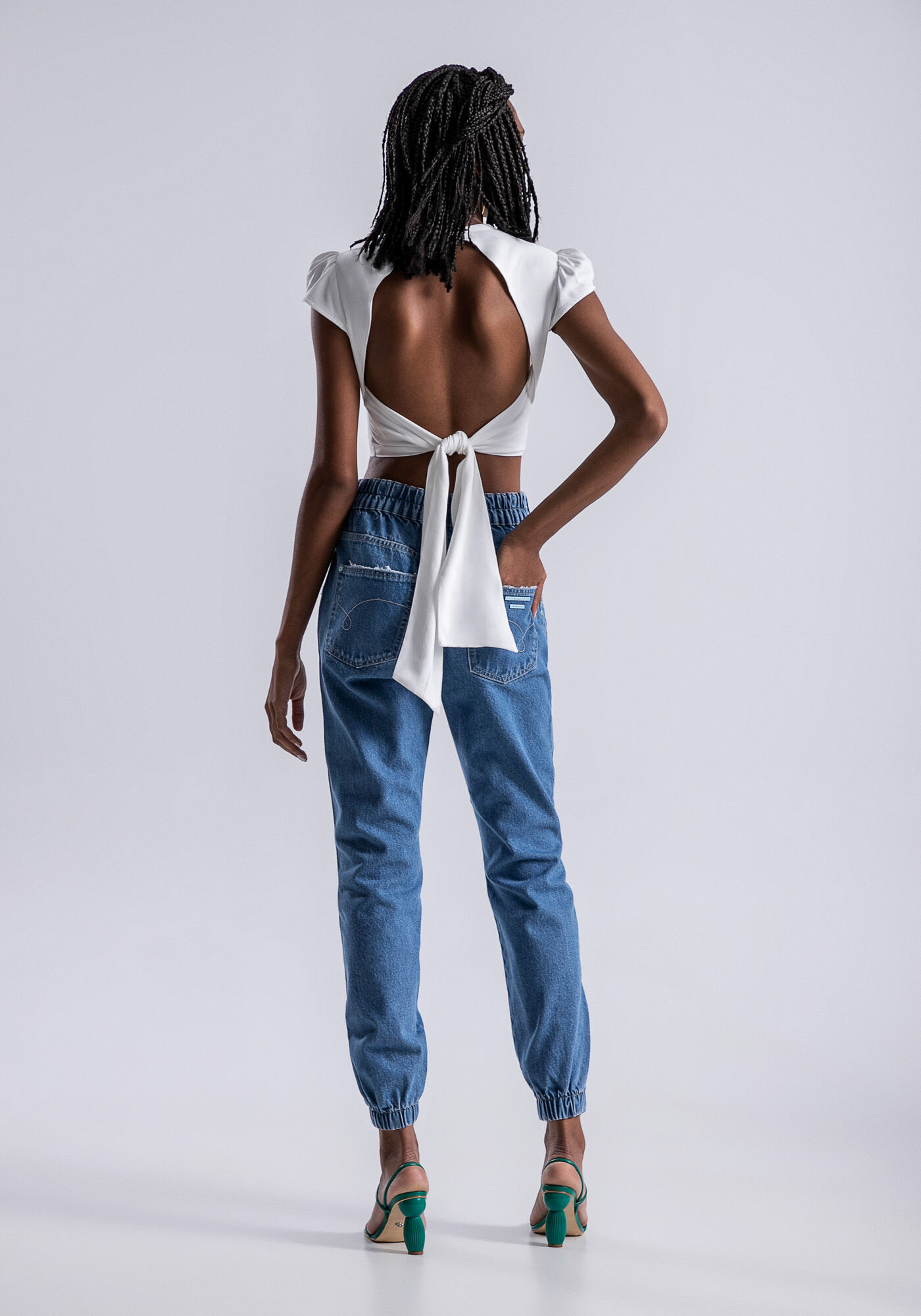 Cal&ccedil;a Jeans Jogging com Pespontos, JEANS, large.