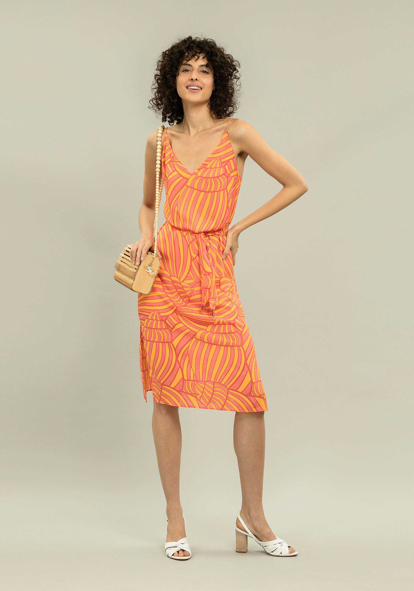 Vestido M&iacute;di Estampado com Cinto, , large.