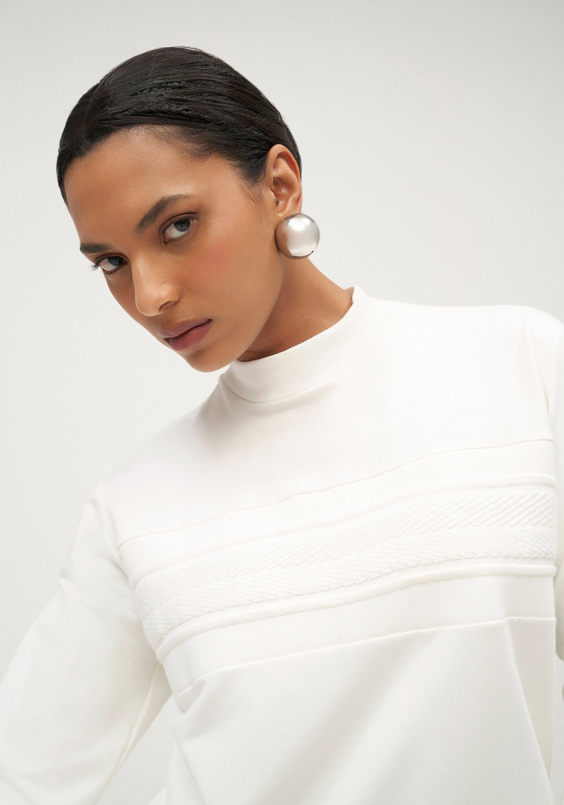 Conjunto em Molecotton com Blusão e Calça Pantalona, BRANCO OFF WHITE. Conjunto em Molecotton com Blusão e Calça Pantalona, BRANCO OFF WHITE, large.