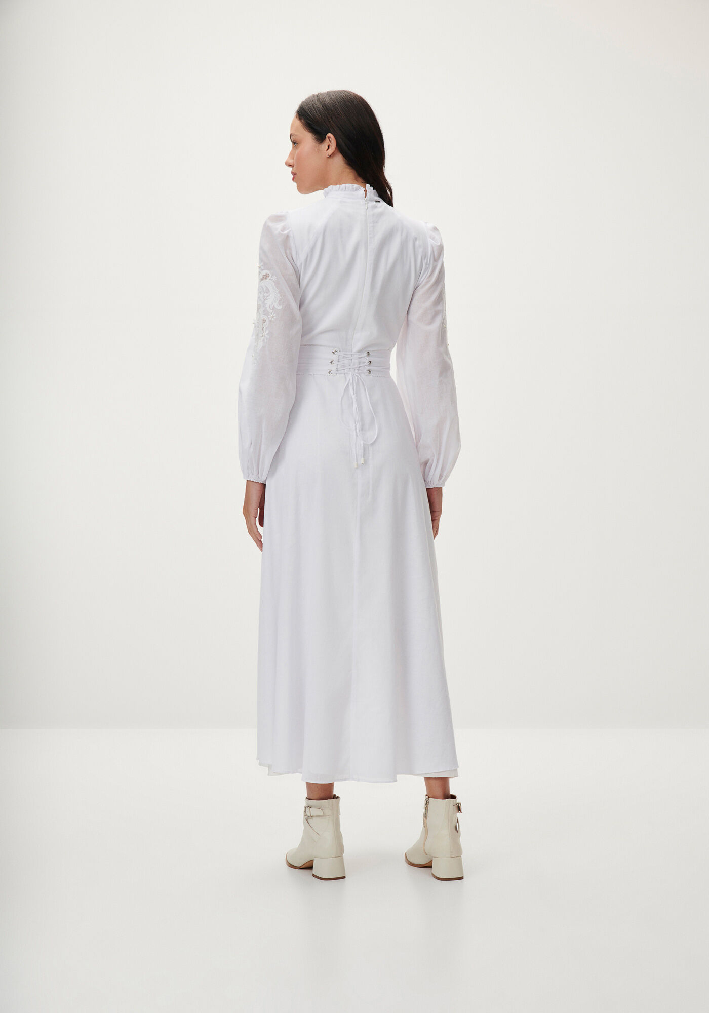 Vestido Midi Manga Bufante com Bordado Richelieu, , large.