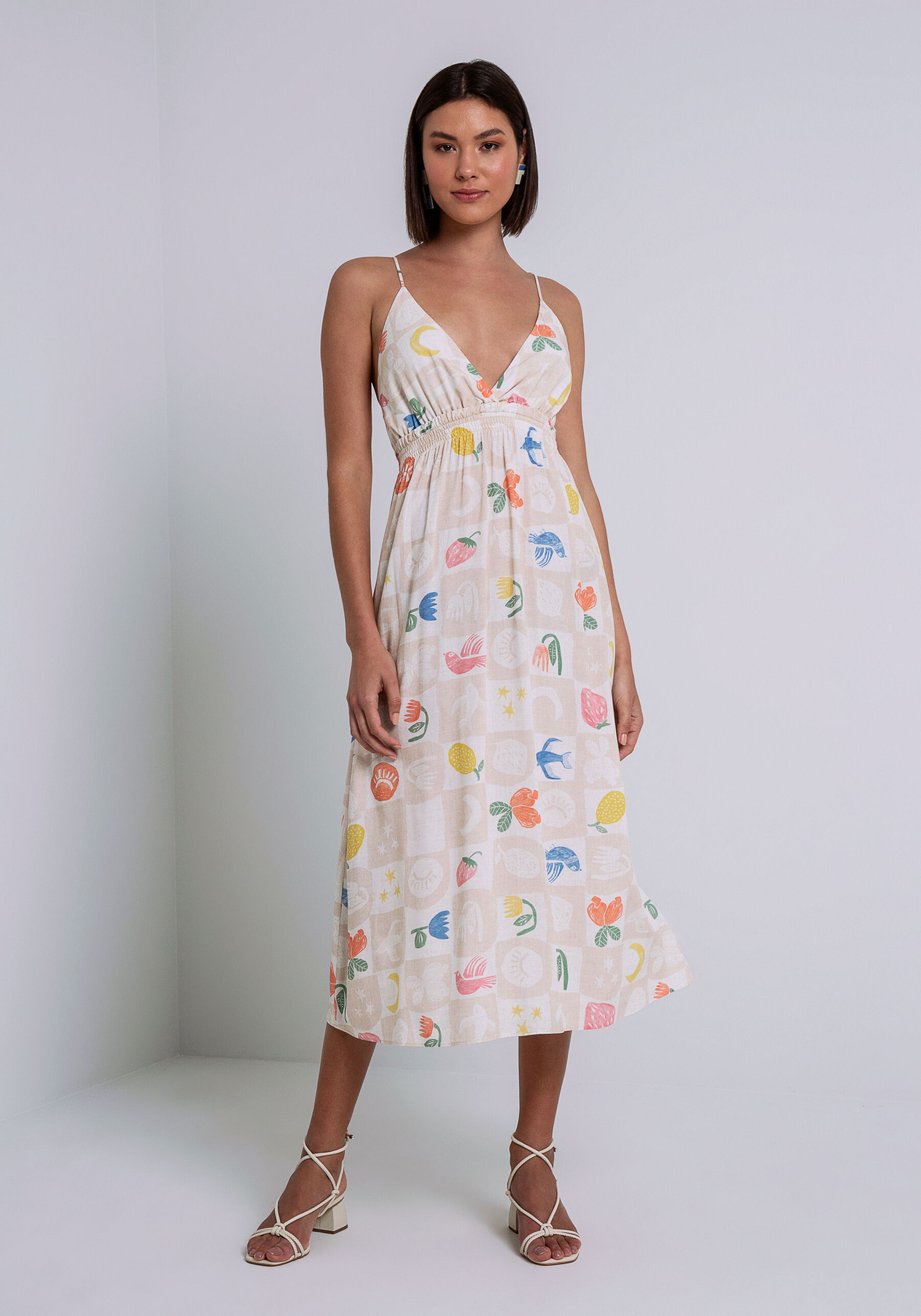 Vestido com Alças em Viscose Midi, . Vestido com Alças em Viscose Midi, , large.
