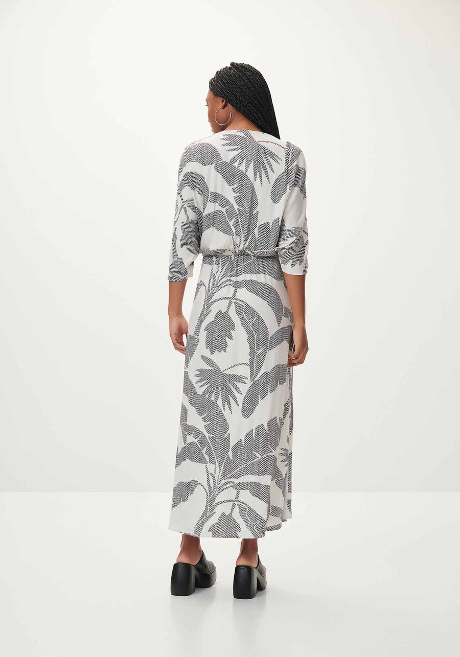 Vestido Midi em Viscose com Pregas Manga, . Vestido Midi em Viscose com Pregas Manga, , large.