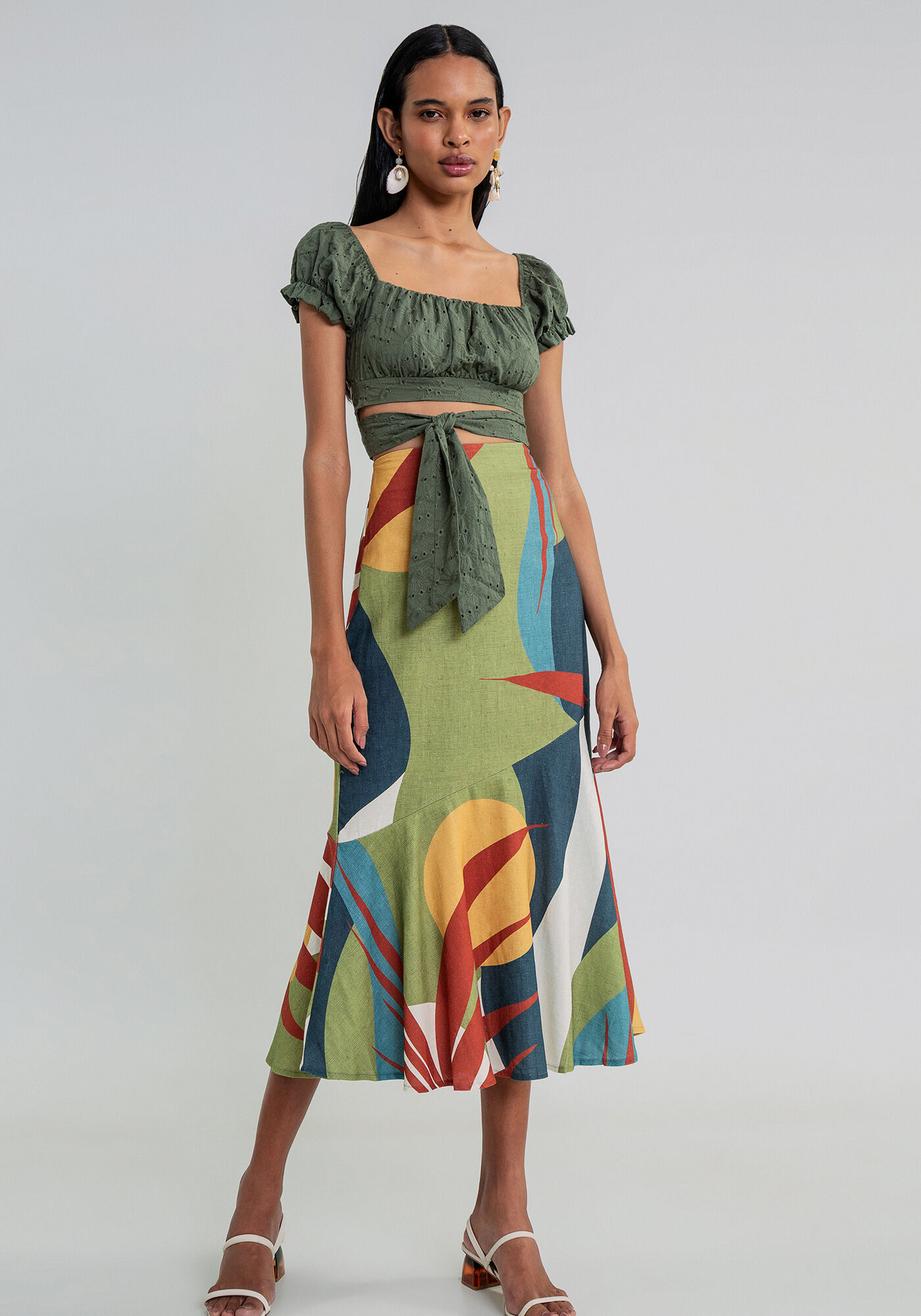 Saia M&iacute;di Babado God&ecirc; Estampa, , large.