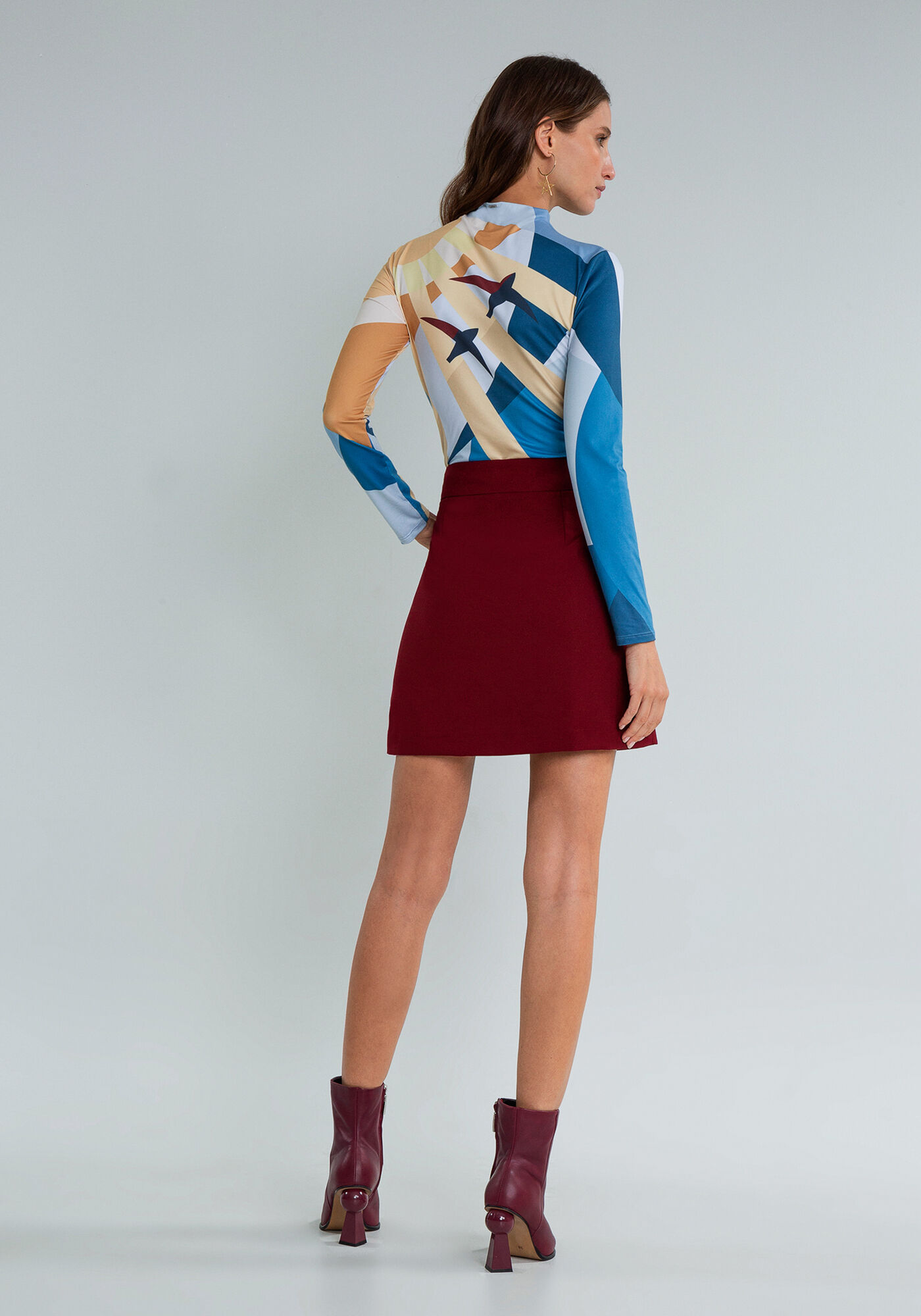 Blusa Manga Longa Gola Alta Estampa, MIGRACAO, large.