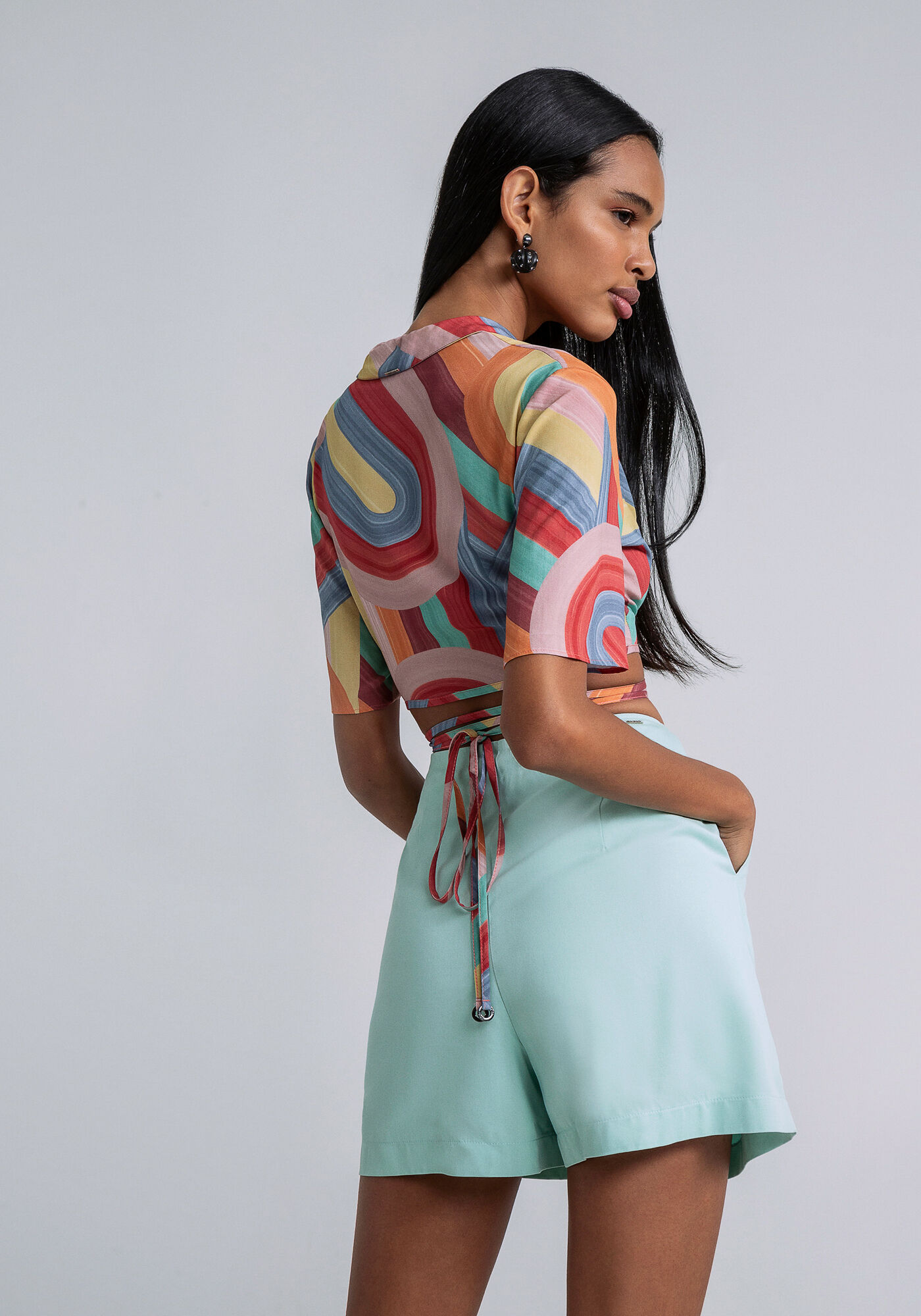 Blusa Manga 3/4 Franzido Estampa, , large.