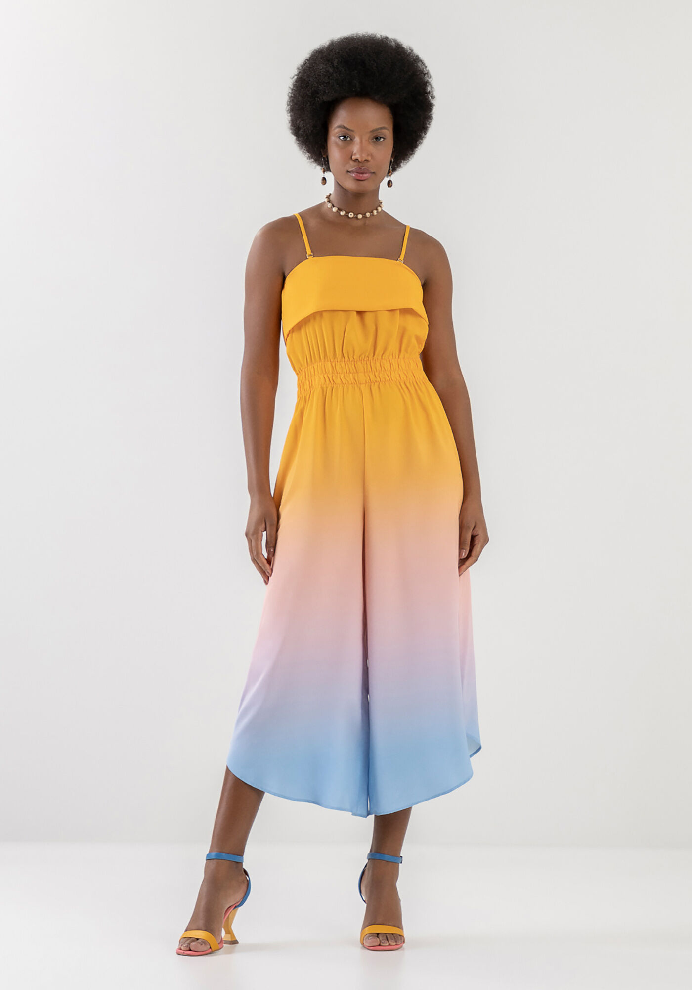 Macac&atilde;o Midi Estampado com El&aacute;stico Cintura, , large.