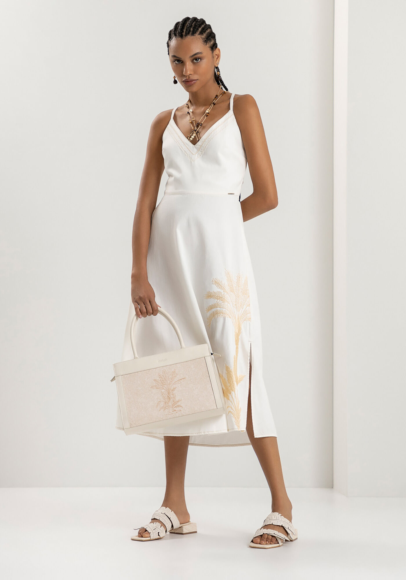 Vestido best sale sarja midi