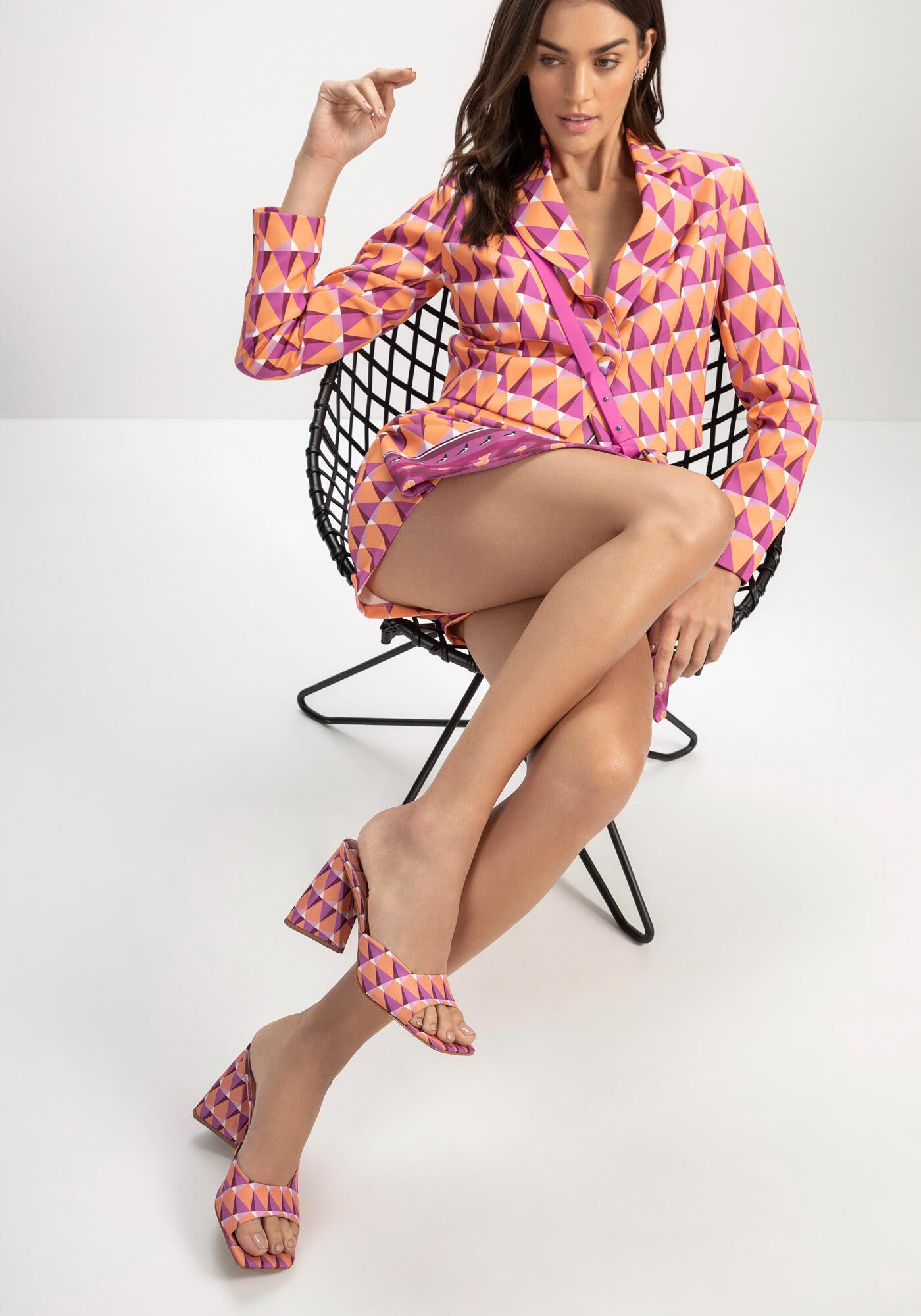 Sand&aacute;lia Mule Estampado com Salto Flare, ICEBERG, large.