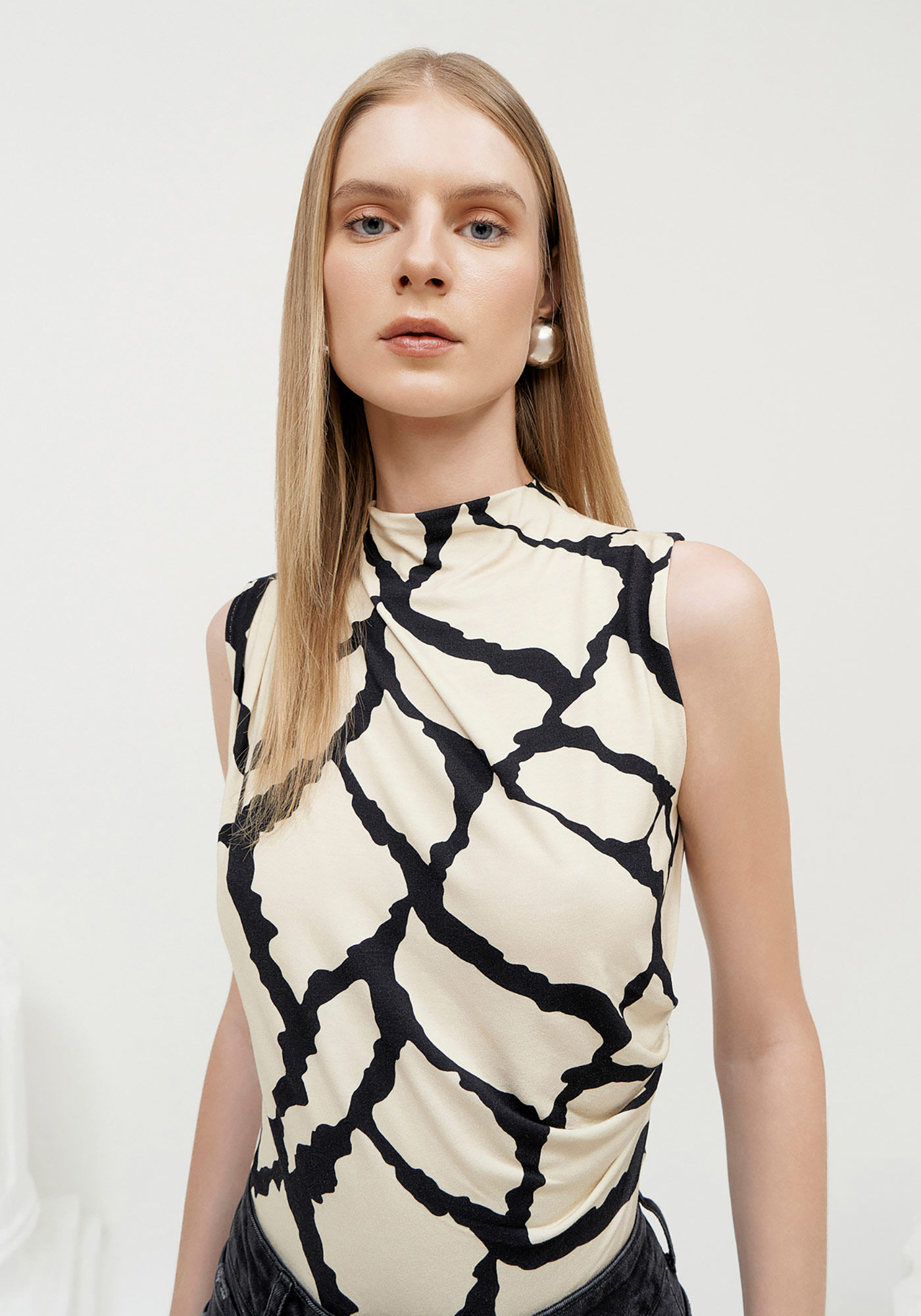 Regata Gola Alta em Malha com Pregas, , large.