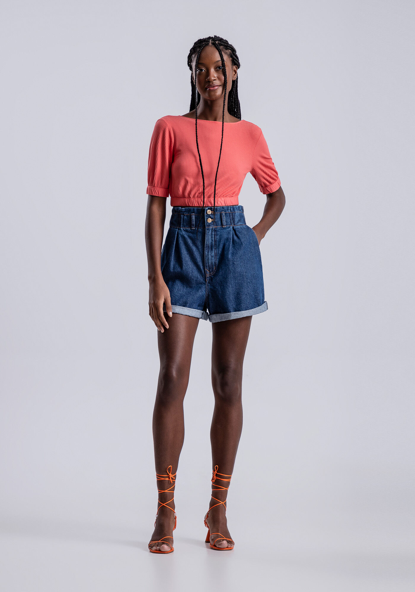 Blusa Cropped Canelada com Recorte Costas, , large.