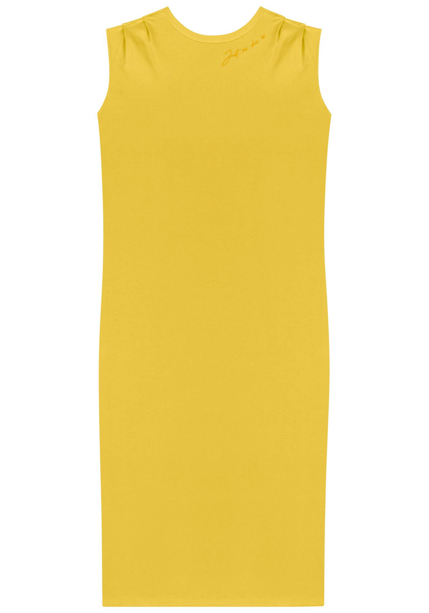 Vestido Midi Ch&aacute; Em Algod&atilde;o Com Drapeado Nos Ombros, , large.