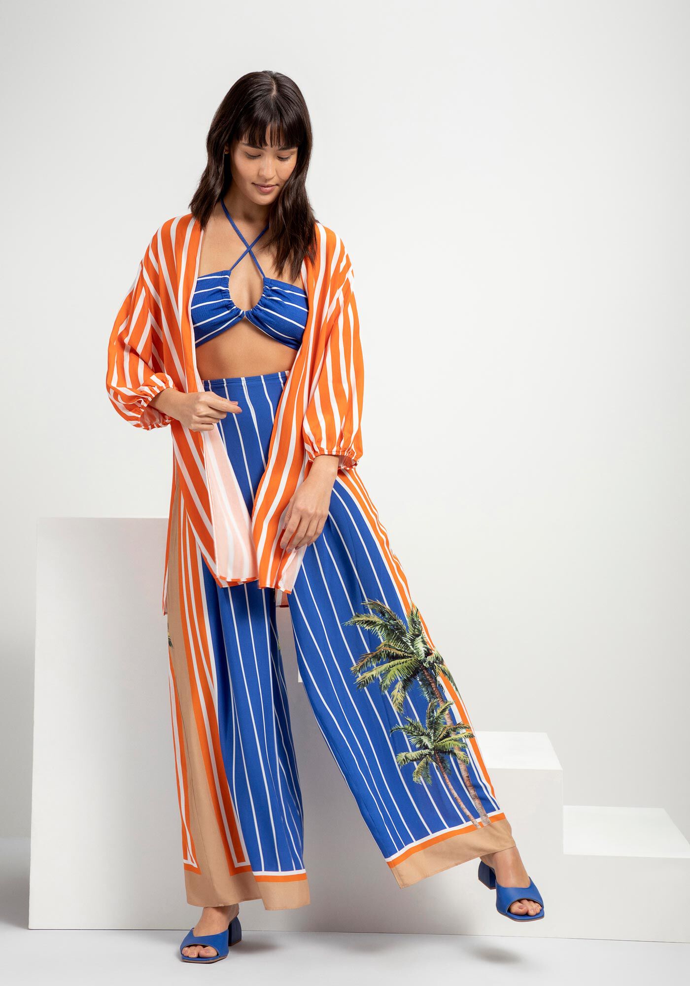 Kimono em Viscose com Top Estampado, , large.