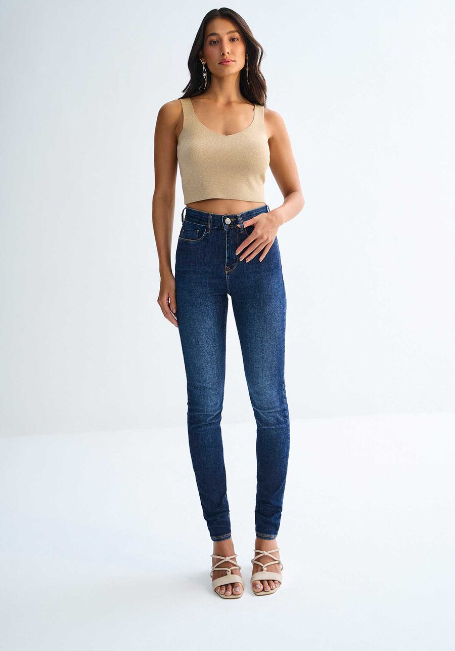 Calça Jeans Skinny Cintura Alta Escura Shaping, . Calça Jeans Skinny Cintura Alta Escura Shaping, , large.