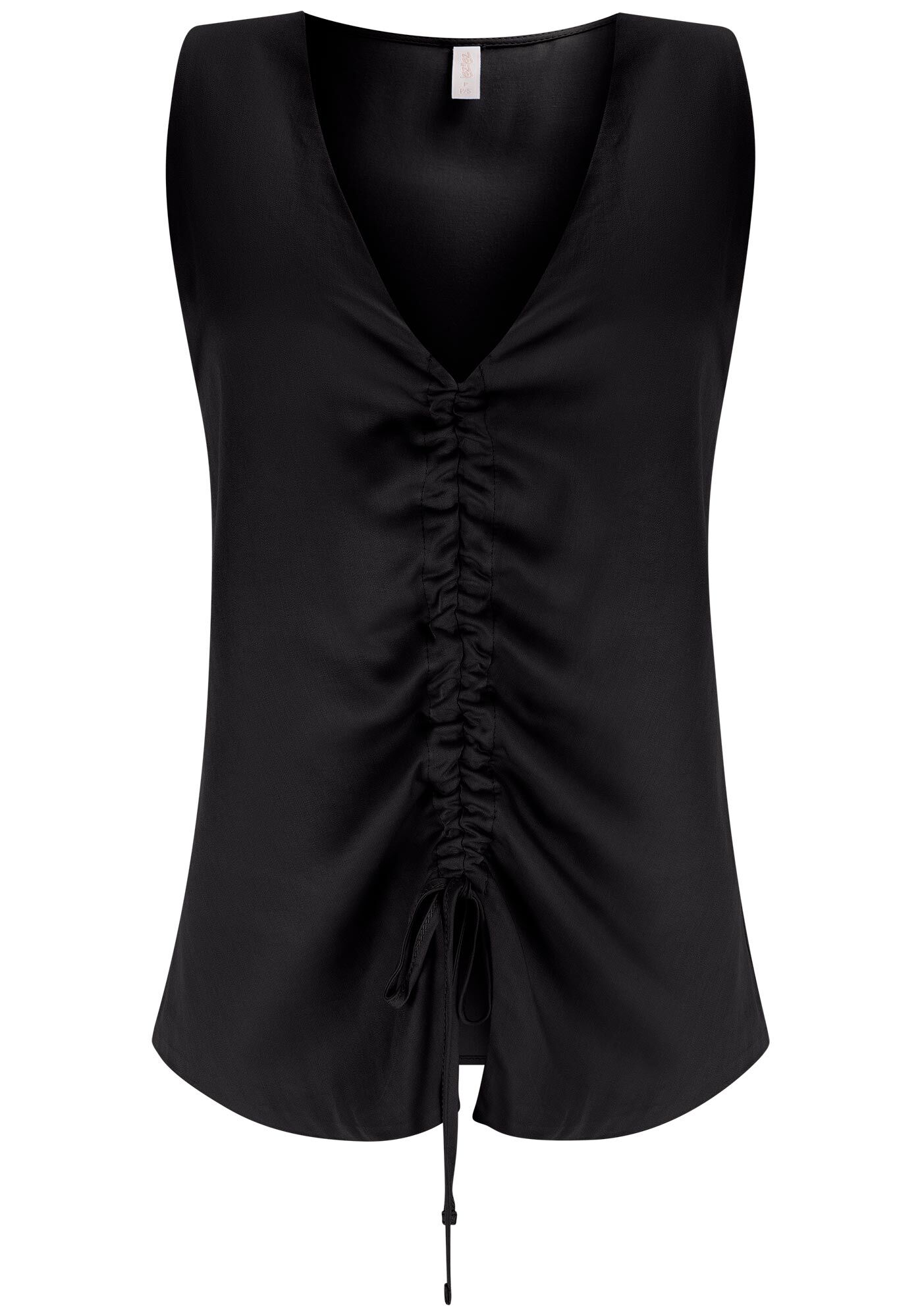 Blusa Decote V com Amarra&ccedil;&atilde;o Franzida, , large.