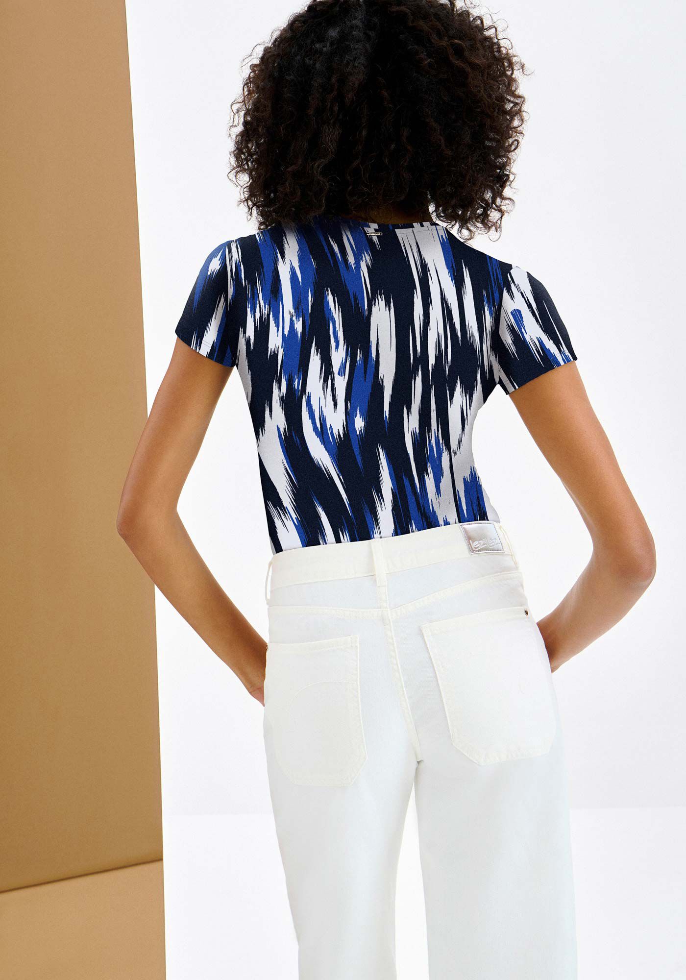 Blusa Manga Curta Estampada com Decote Redondo, , large.